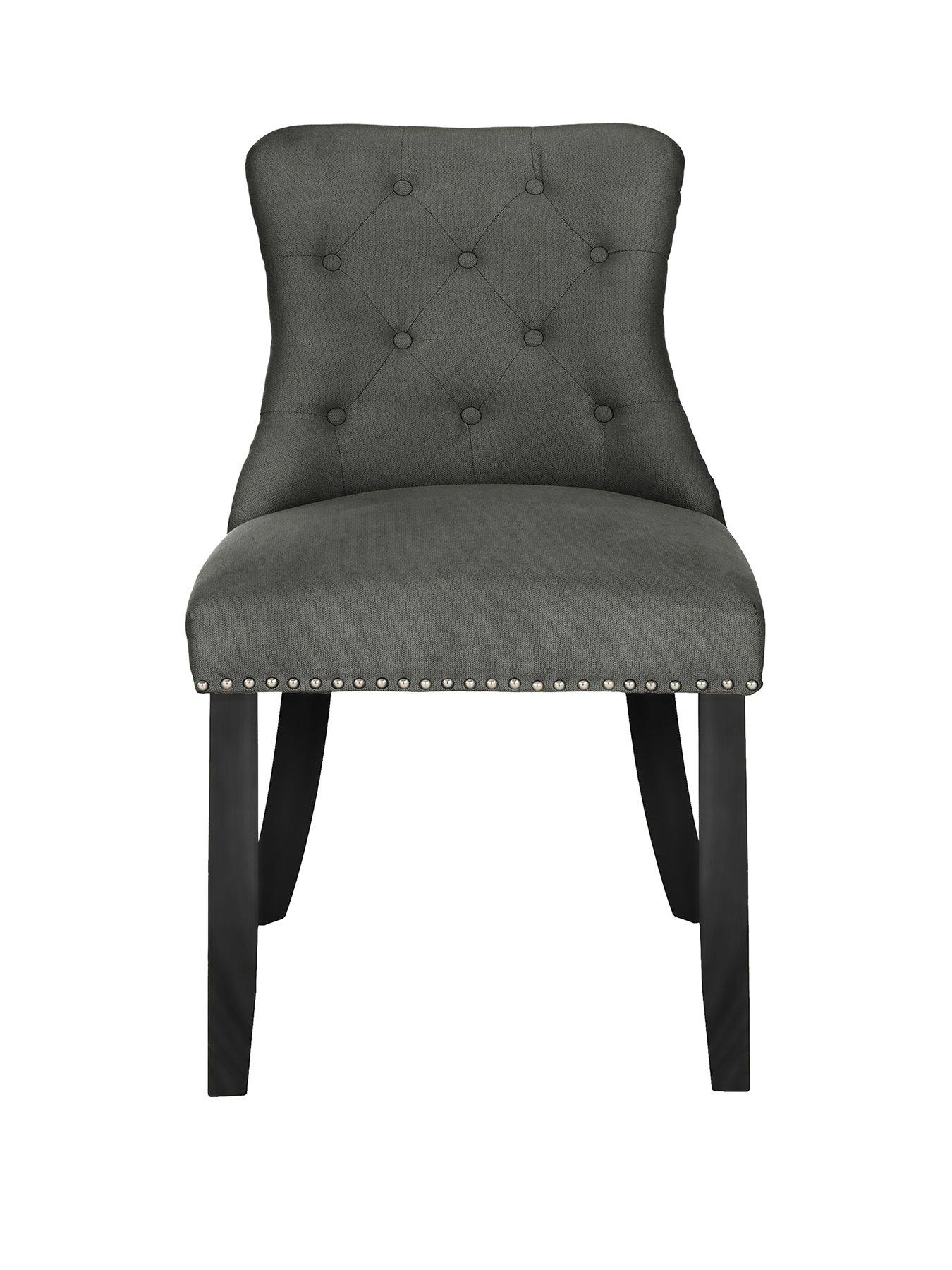 Image 3 of 6 of Very Home Warwick Velvet Pair of Standard Dining Chairs - Charcoal/Black&nbsp;- FSC&reg; Certified