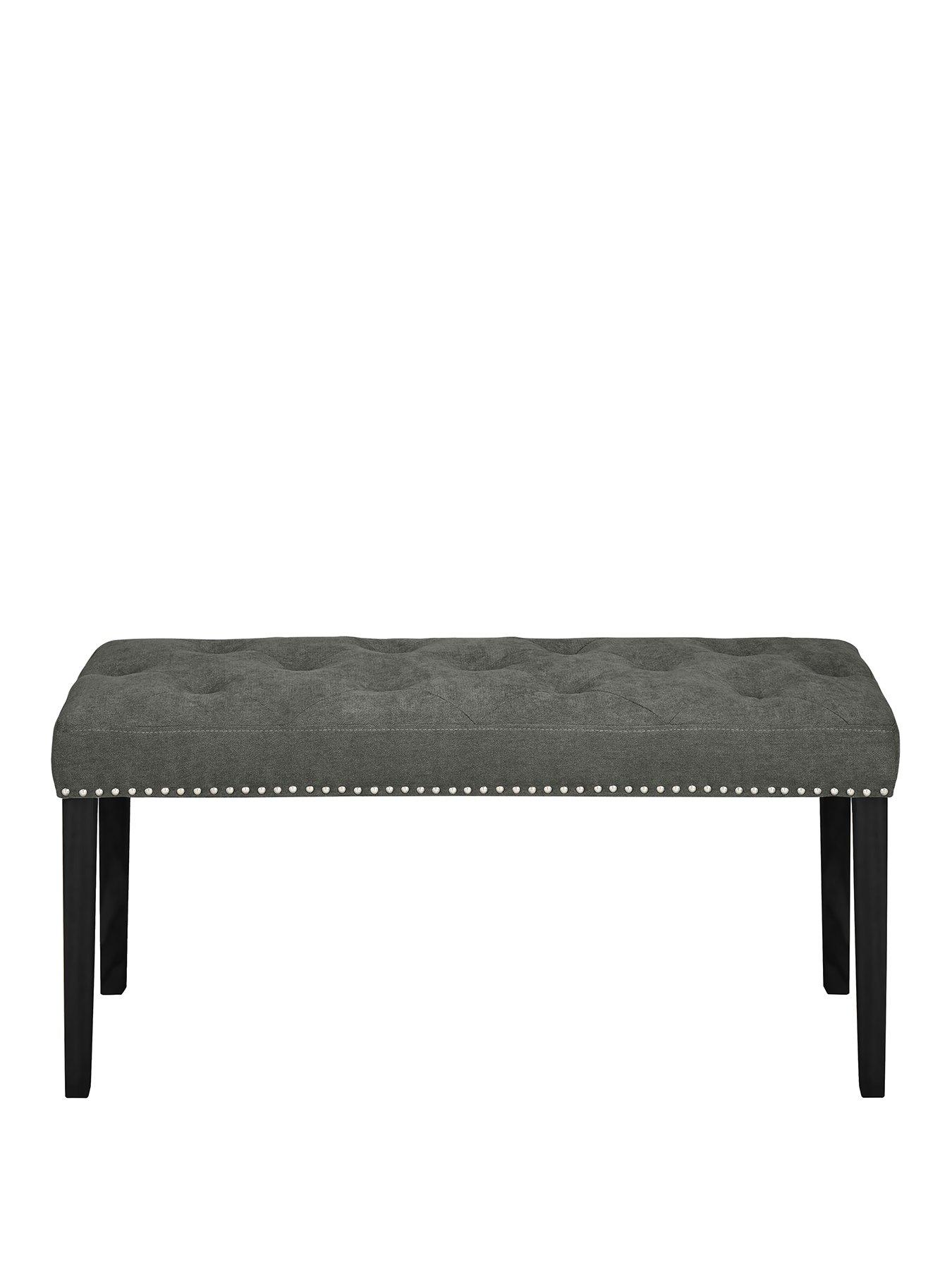 Image 2 of 4 of The Very Collection Warwick Velvet Bench - Charcoal/Black&nbsp;- FSC&reg; Certified