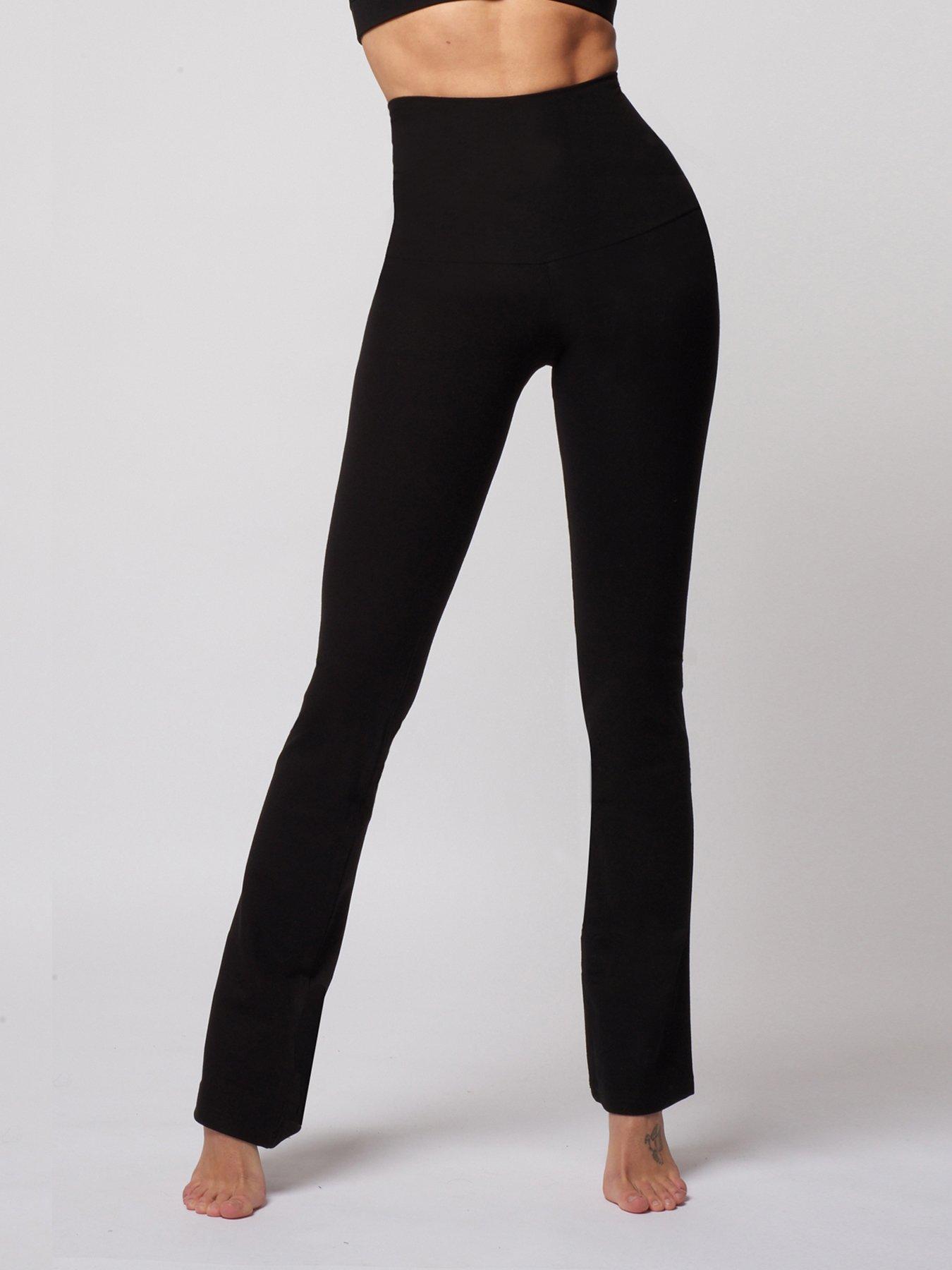 DKNY Women's Sport Tummy Control Workout Yoga Leggings, Black/White, Medium