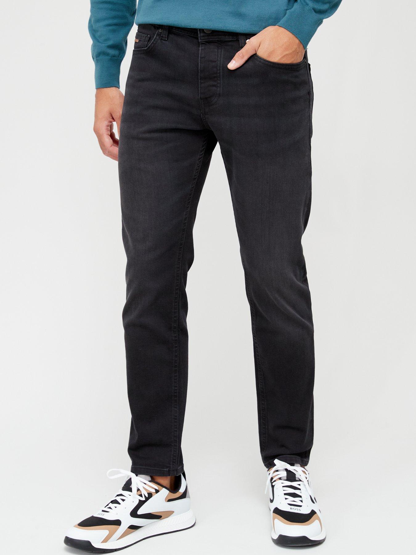 BOSS - Regular-fit jeans in black Coolmax® denim