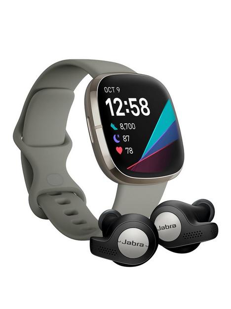 fitbit-sense-smartwatch-sage-greysilver-with-jabra-elite-65t-active-earphones-titanium-black