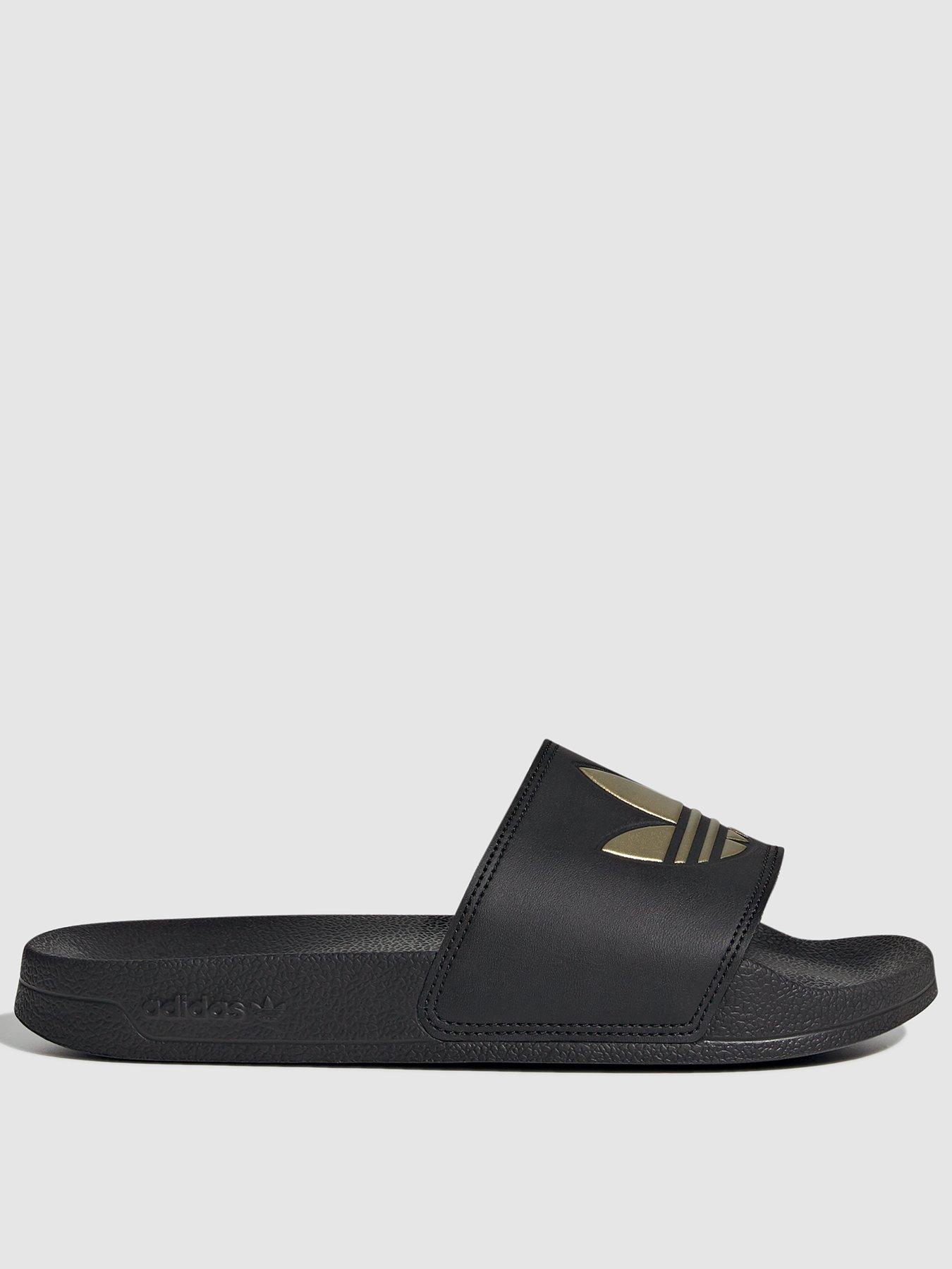 Womens Adilette Lite Sliders Black Gold