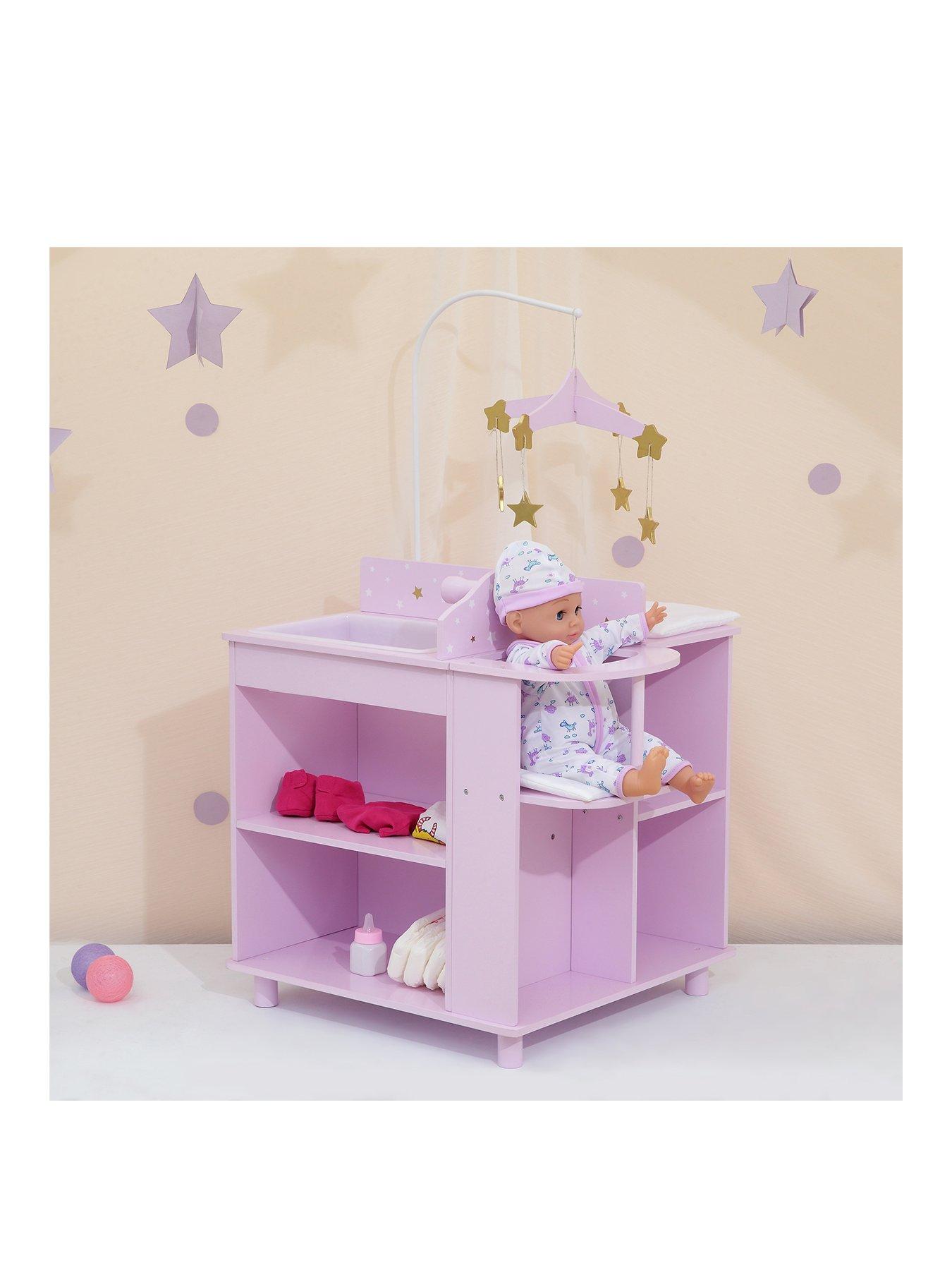 Teamson Kids Olivia's Little World - Twinkle Stars Princess Baby Doll Changing Station with Storage
