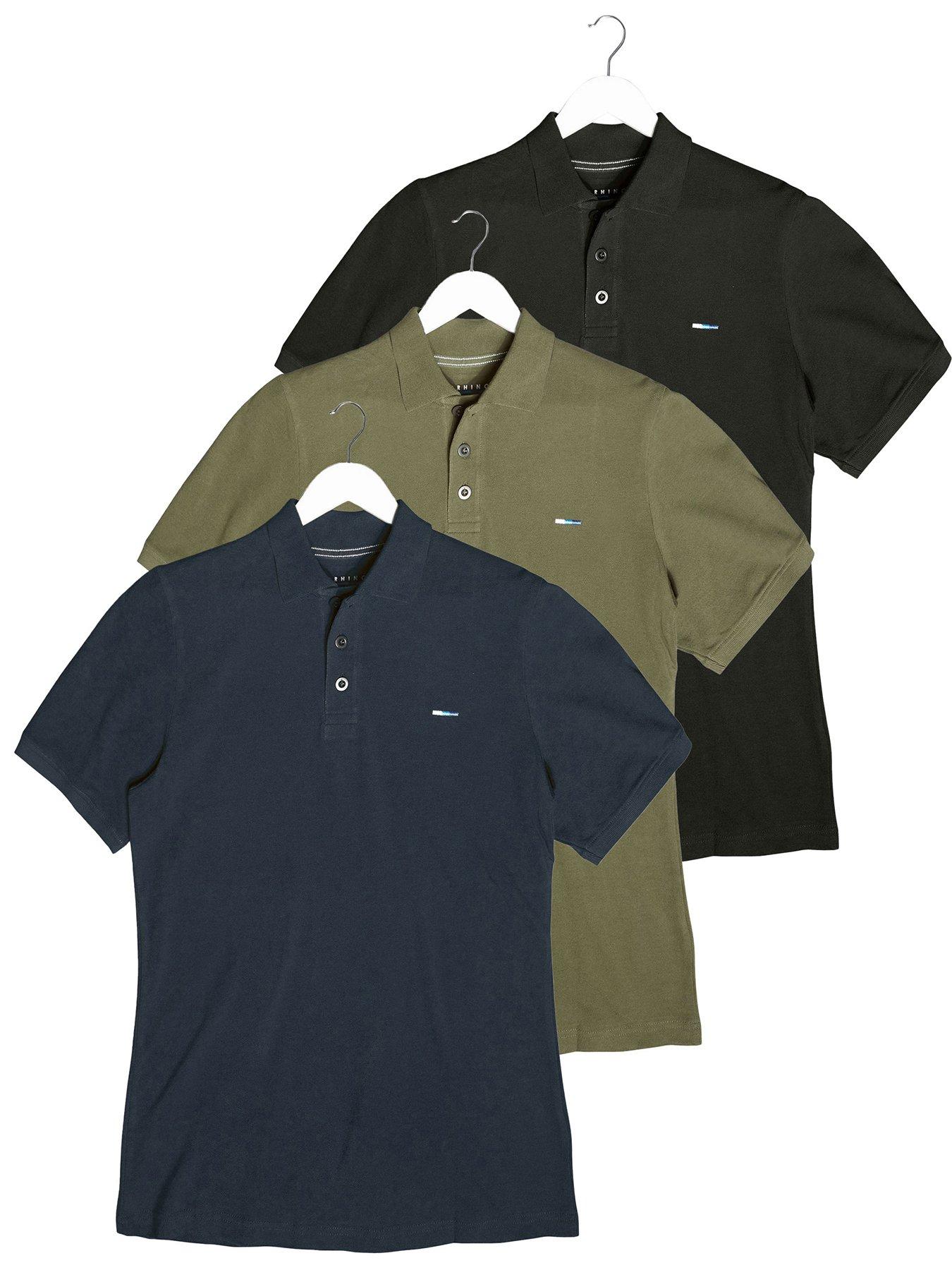 undefined BadRhino 3 Pack Plain Polo Shirt - Multi