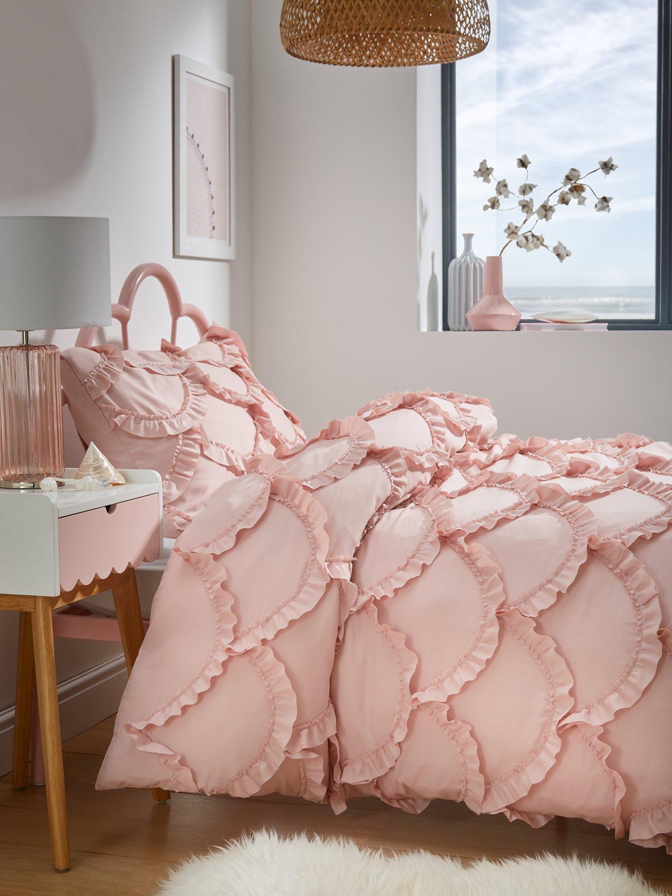 Image 1 of 4 of The Very Collection Scallop Edge Single Duvet Cover Set - Blush