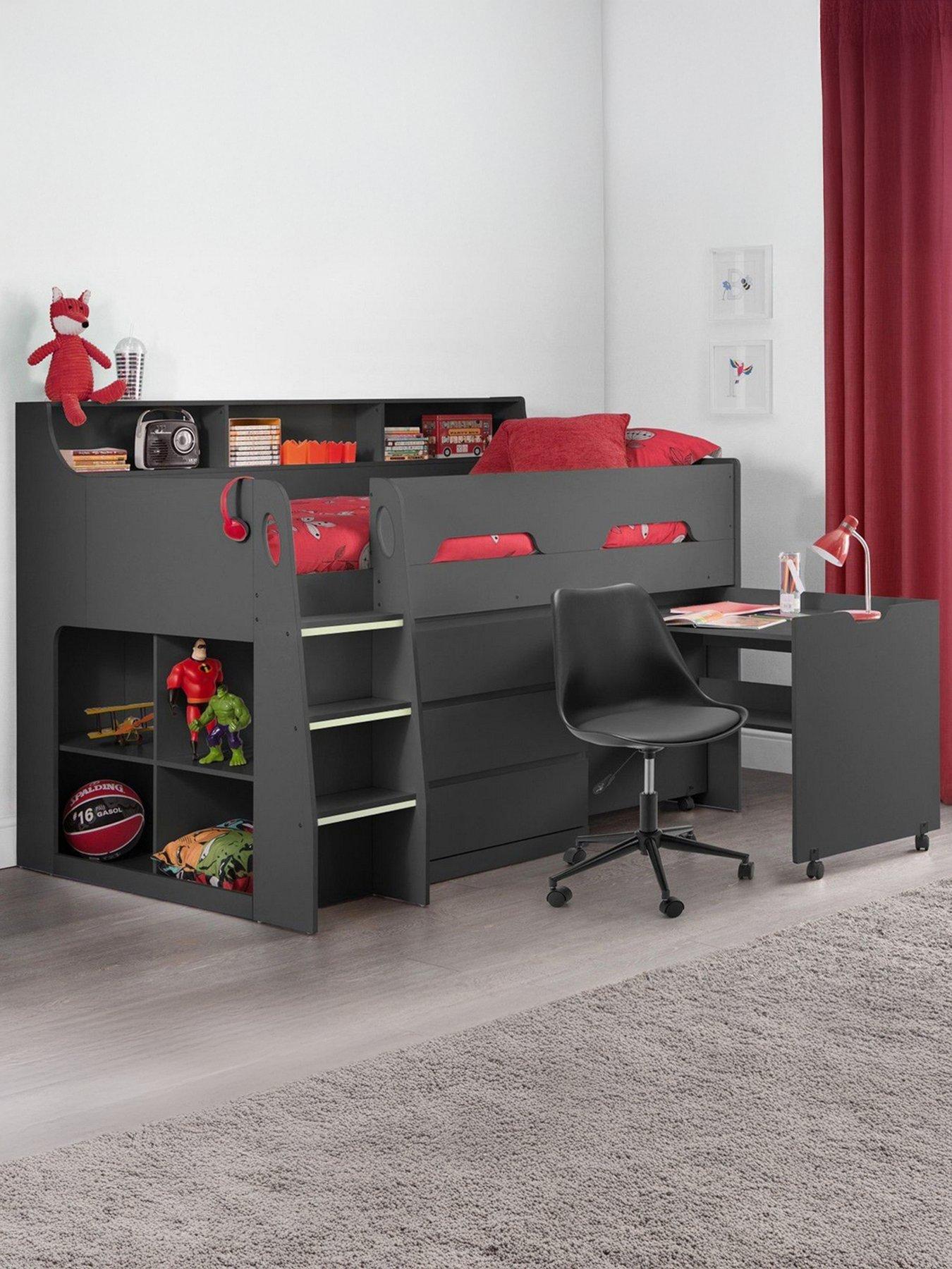 Julian Bowen Noah Midsleeper Bed with Desk, Drawers and Shelving