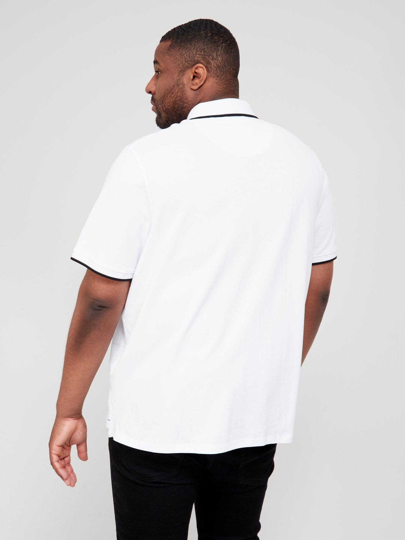 Image 2 of 4 of Jack & Jones Plus Paulos Tipped Polo Shirt - White