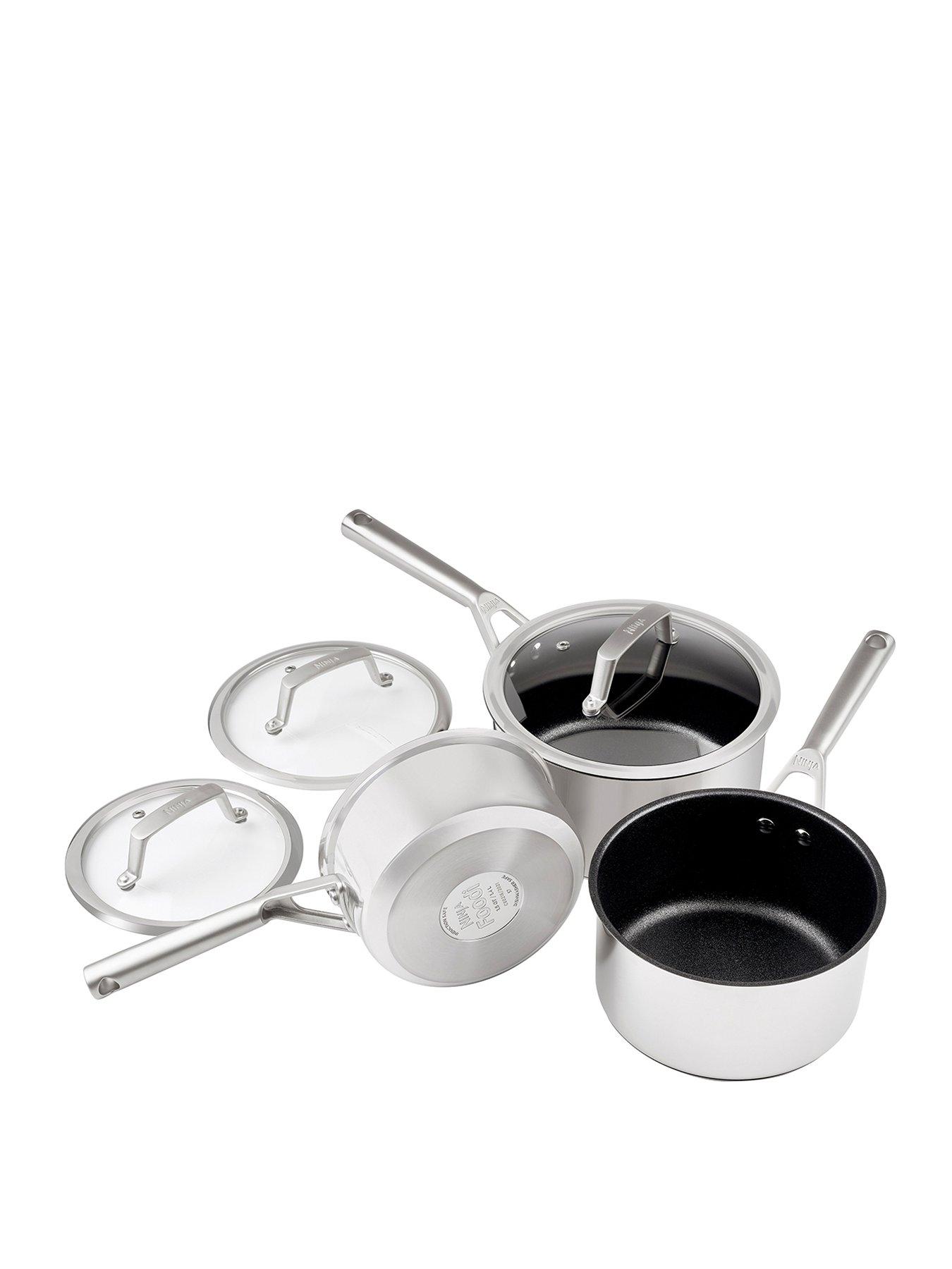 undefined Foodi ZEROSTICK Stainless Steel 3 Piece Pan set - 16/18/20cm Saucepans, non stick - C63000UK