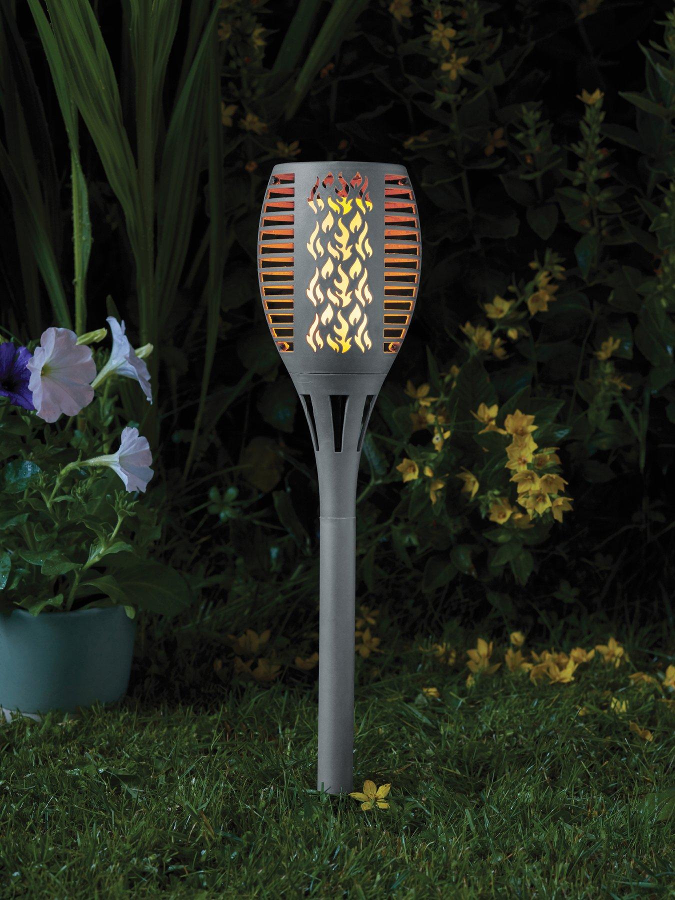 Image 1 of 2 of Smart Solar Compact Flaming Solar Torch Slate -&nbsp;2-Pack