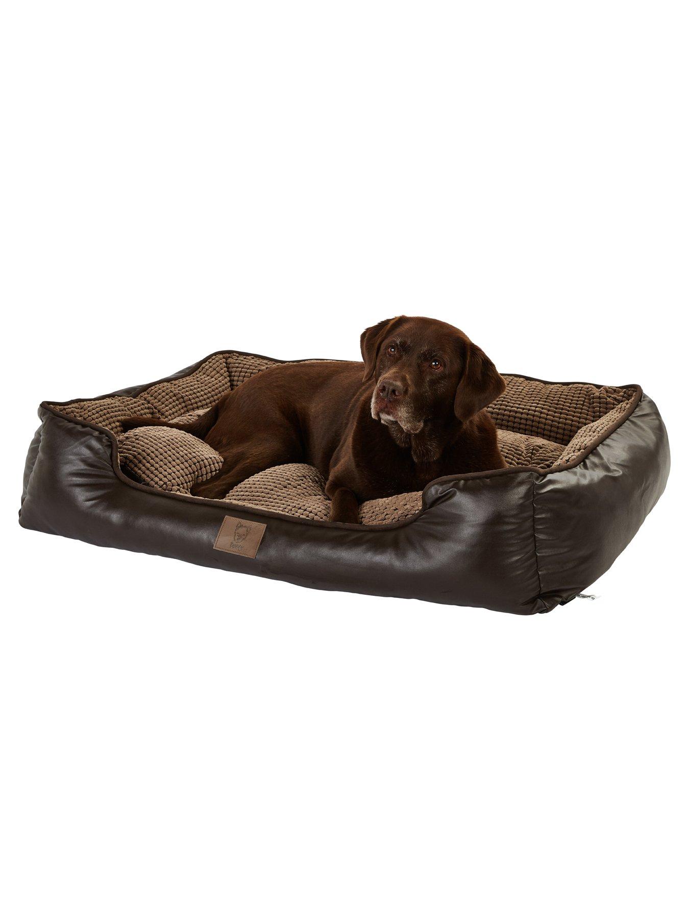 bunty-tuscan-faux-leather-pet-bed-brownstillFront