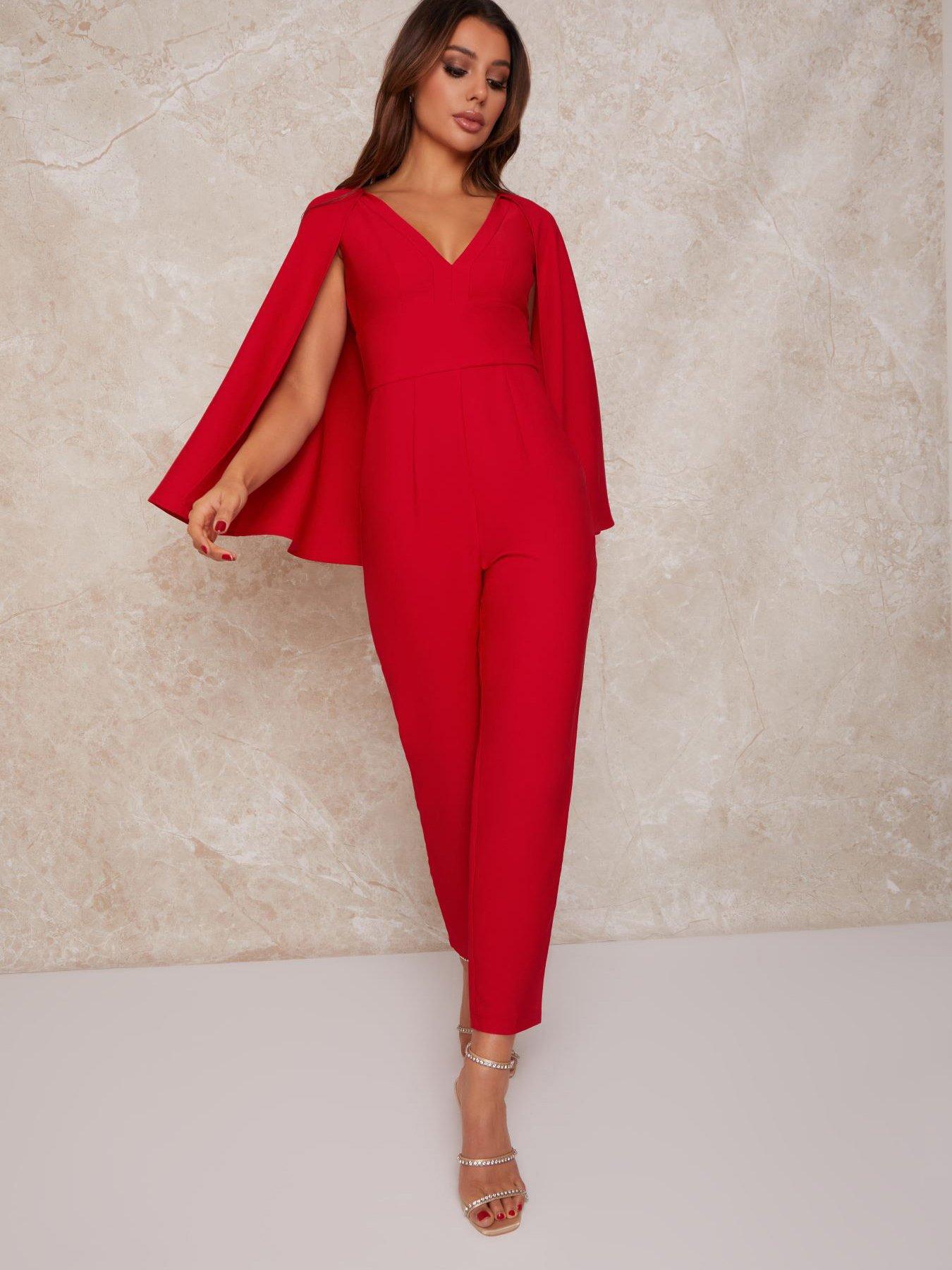 chi chi london jumpsuit red