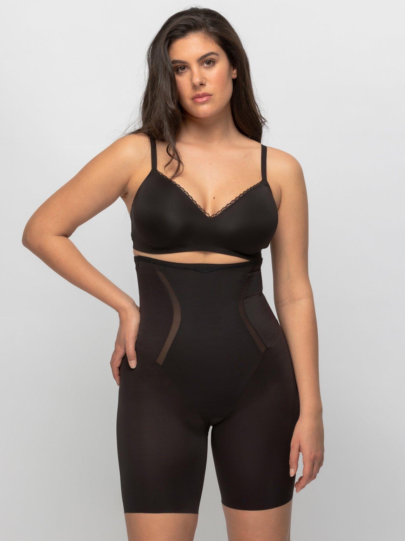 Image 1 of 3 of Maidenform Firm Foundations Hi Waist Thigh Slimmer - Black