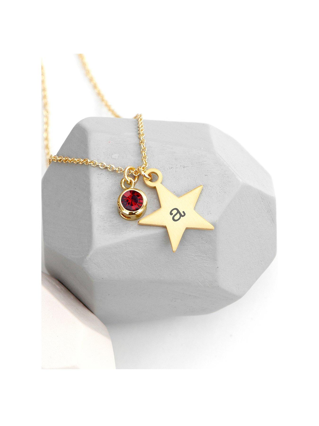 undefined Personalised Gold Star with Birthstone Crystal Necklace
