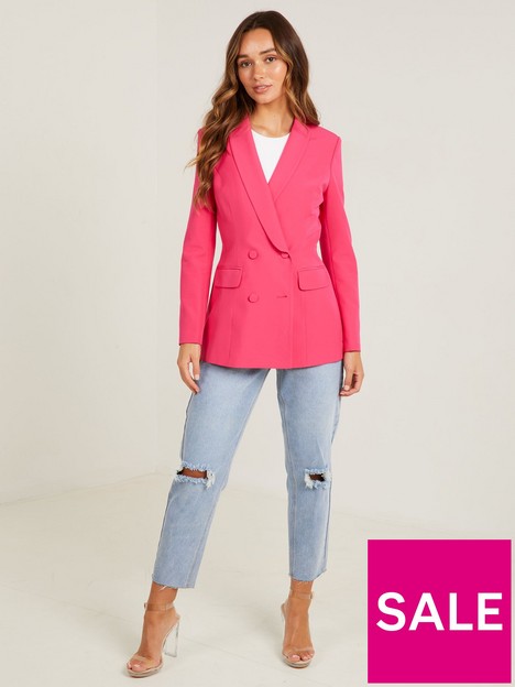 quiz-quiz-hot-pink-woven-4-button-blazer
