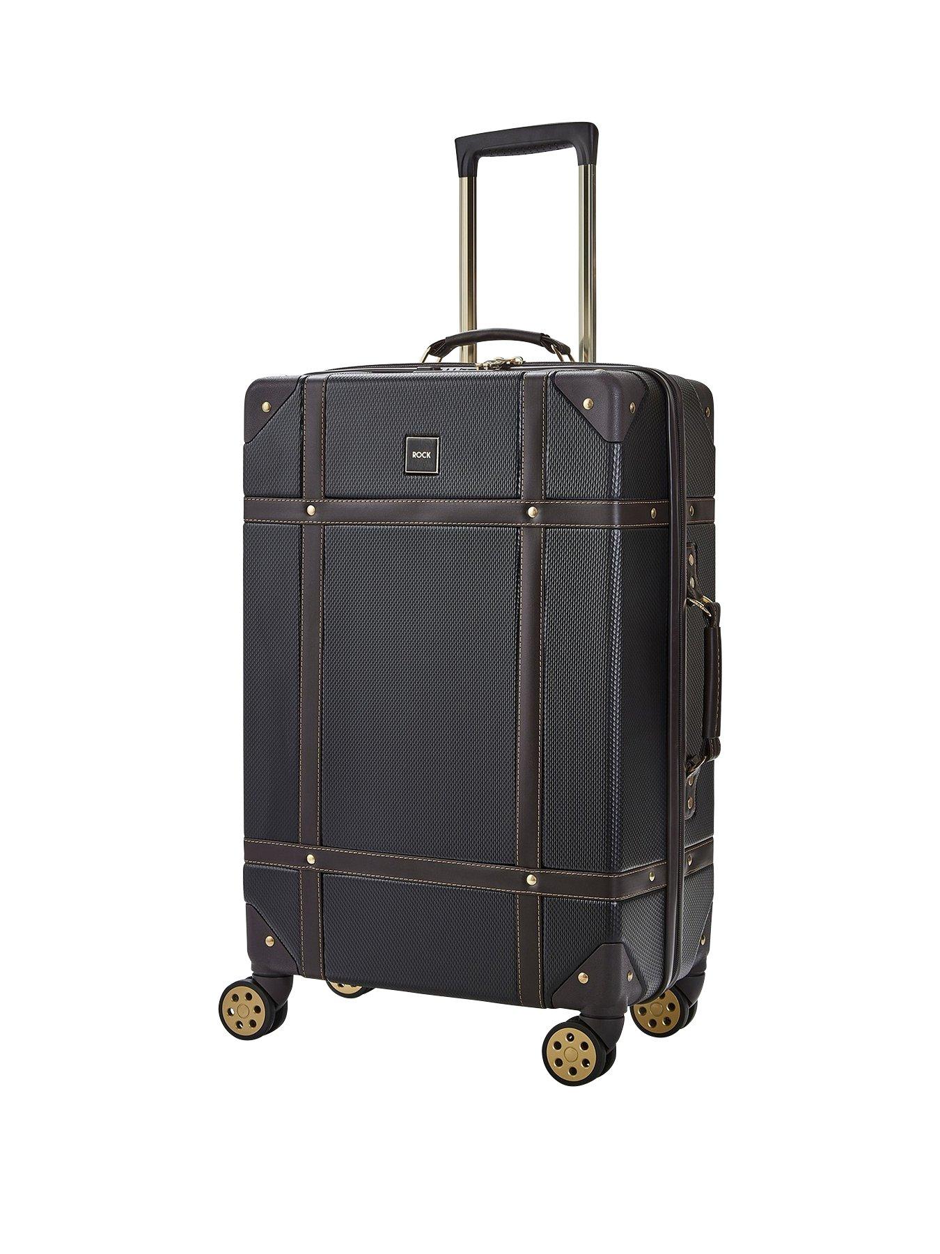 Rock Luggage Vintage Medium 8-Wheel Suitcase - Black