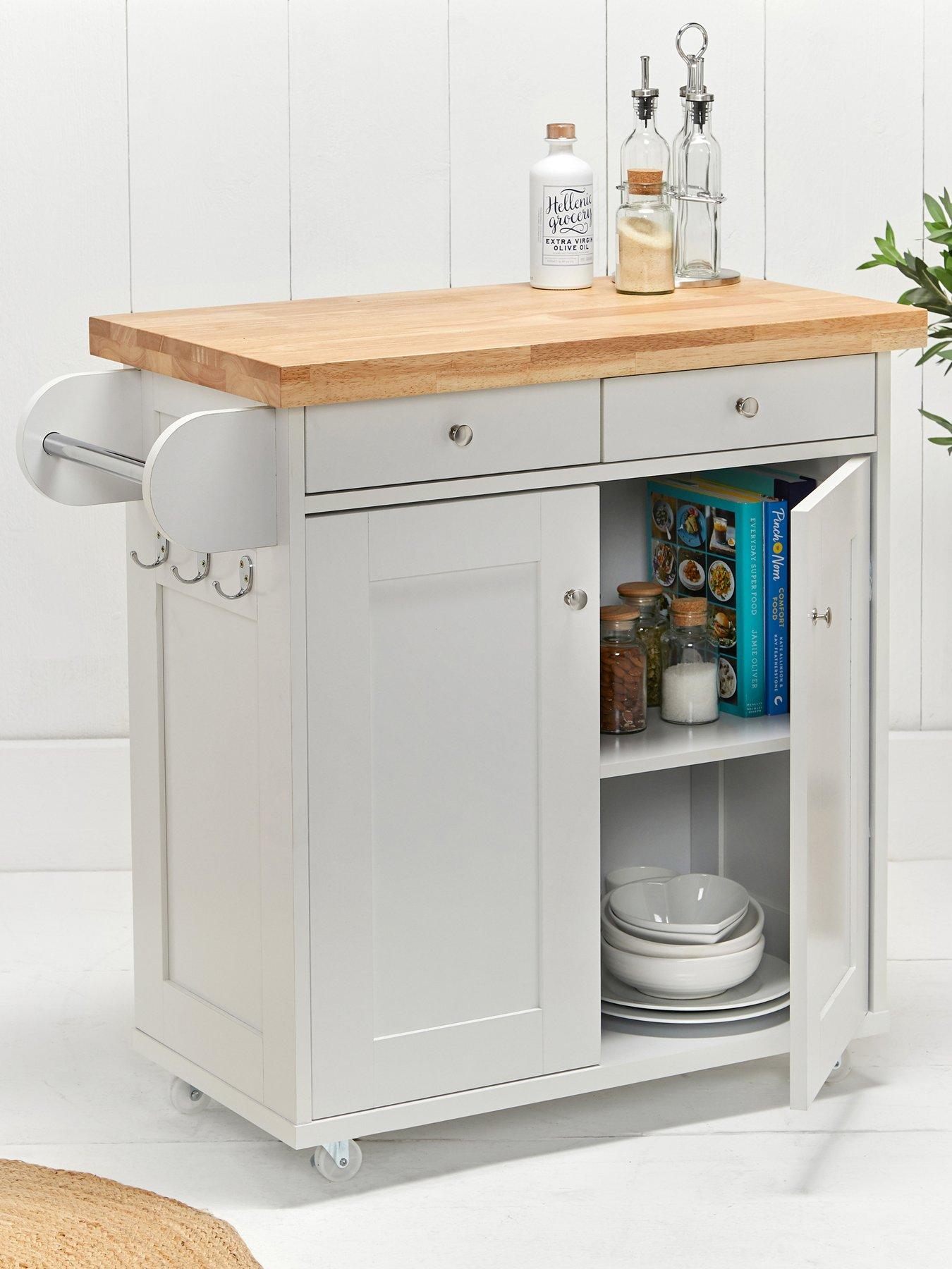 Image 1 of 4 of LPD Furniture Portland 2 Door, 2 Drawer&nbsp;Kitchen Cart - White