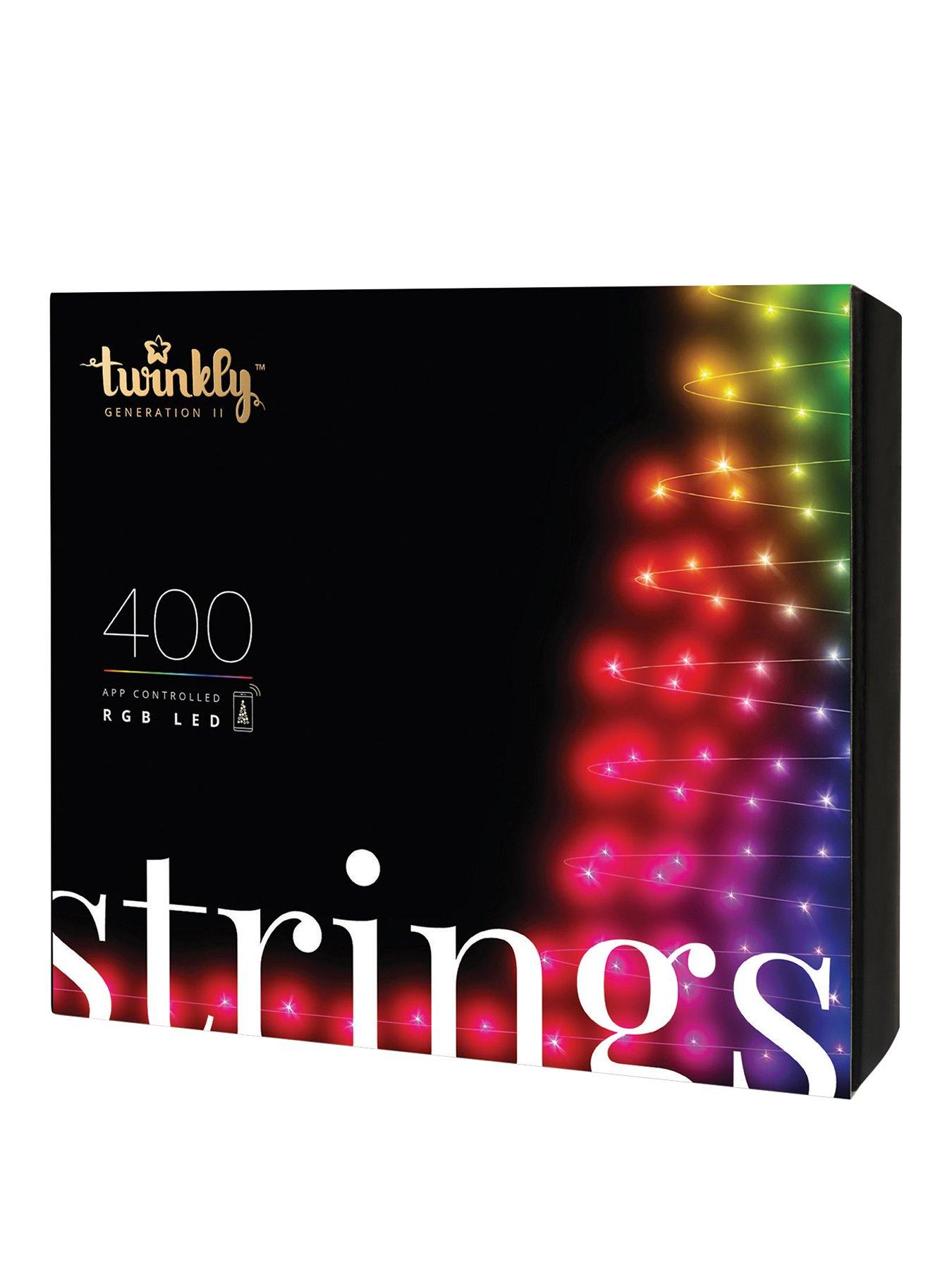 Image 1 of 6 of Twinkly Twinkly Strings 400 Smart App controlled RGB LED light string, Black wire, IP44