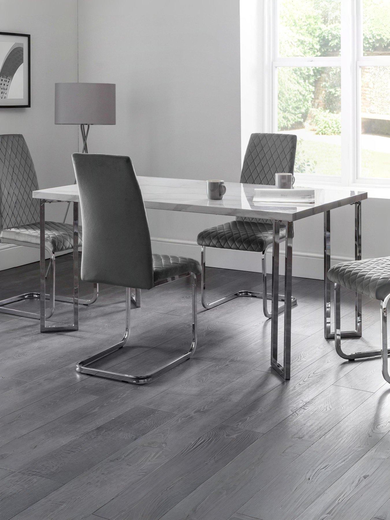 Julian Bowen Positano 150 cm Marble and Chrome Dining Table