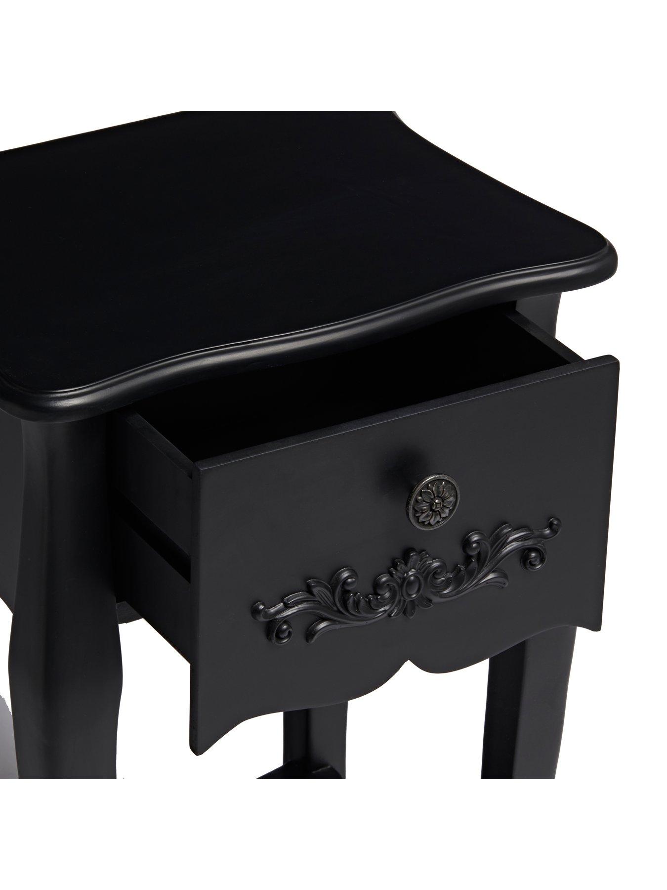 Black 1 drawer deals nightstand