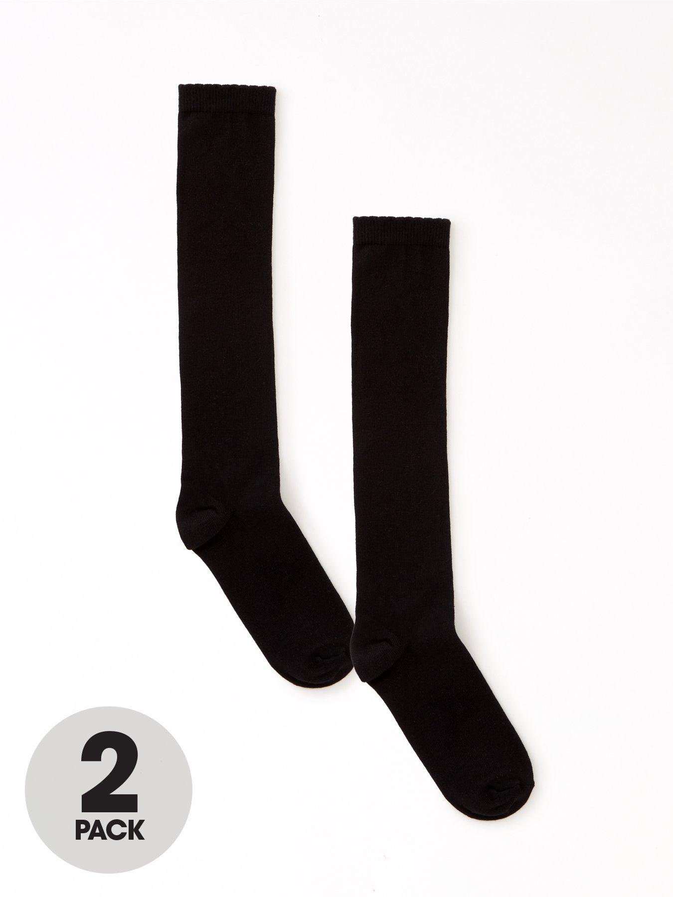 The Very Collection Girls 2 Pack Over The Knee Socks - Black