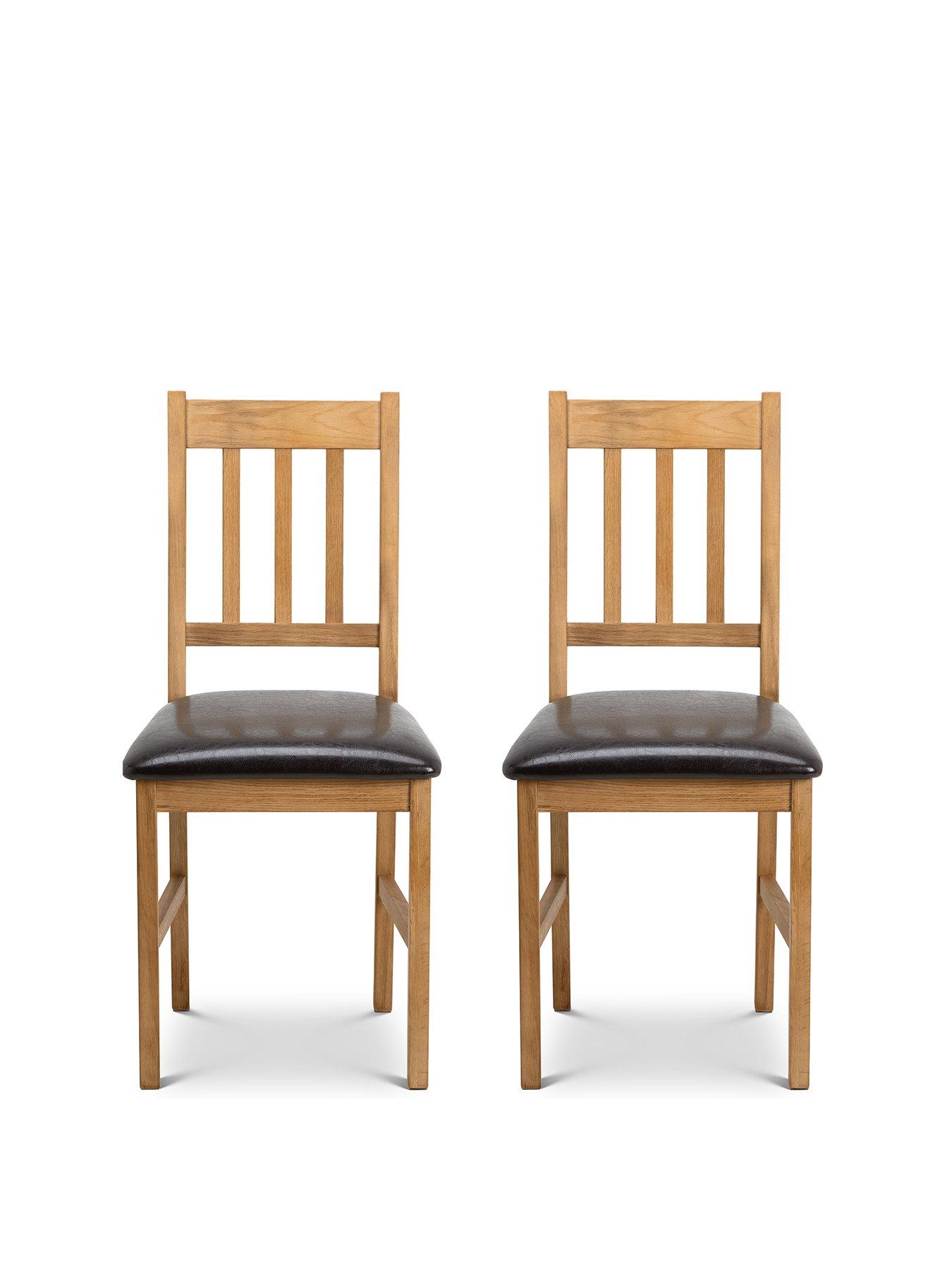 Oak dining chairs with leather deals seats