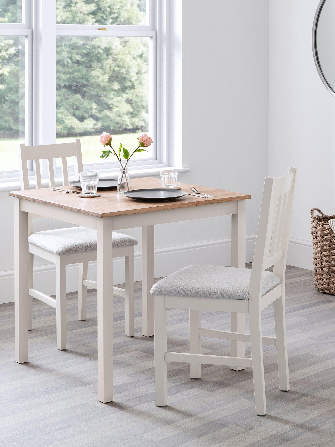 Julian Bowen Coxmoor Set of 2 Solid Oak Dining Chairs - Ivory