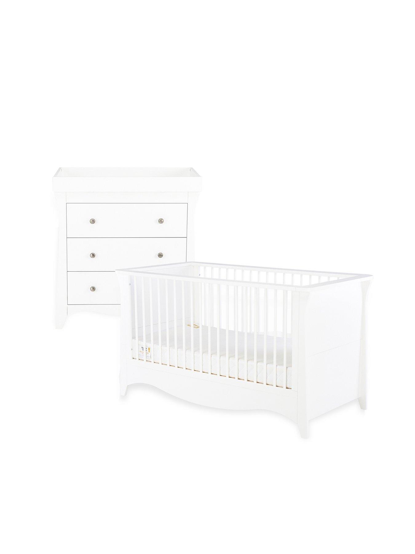 CuddleCo Clara 2Pc Set 3 Drawer Dresser And Cot Bed White Very