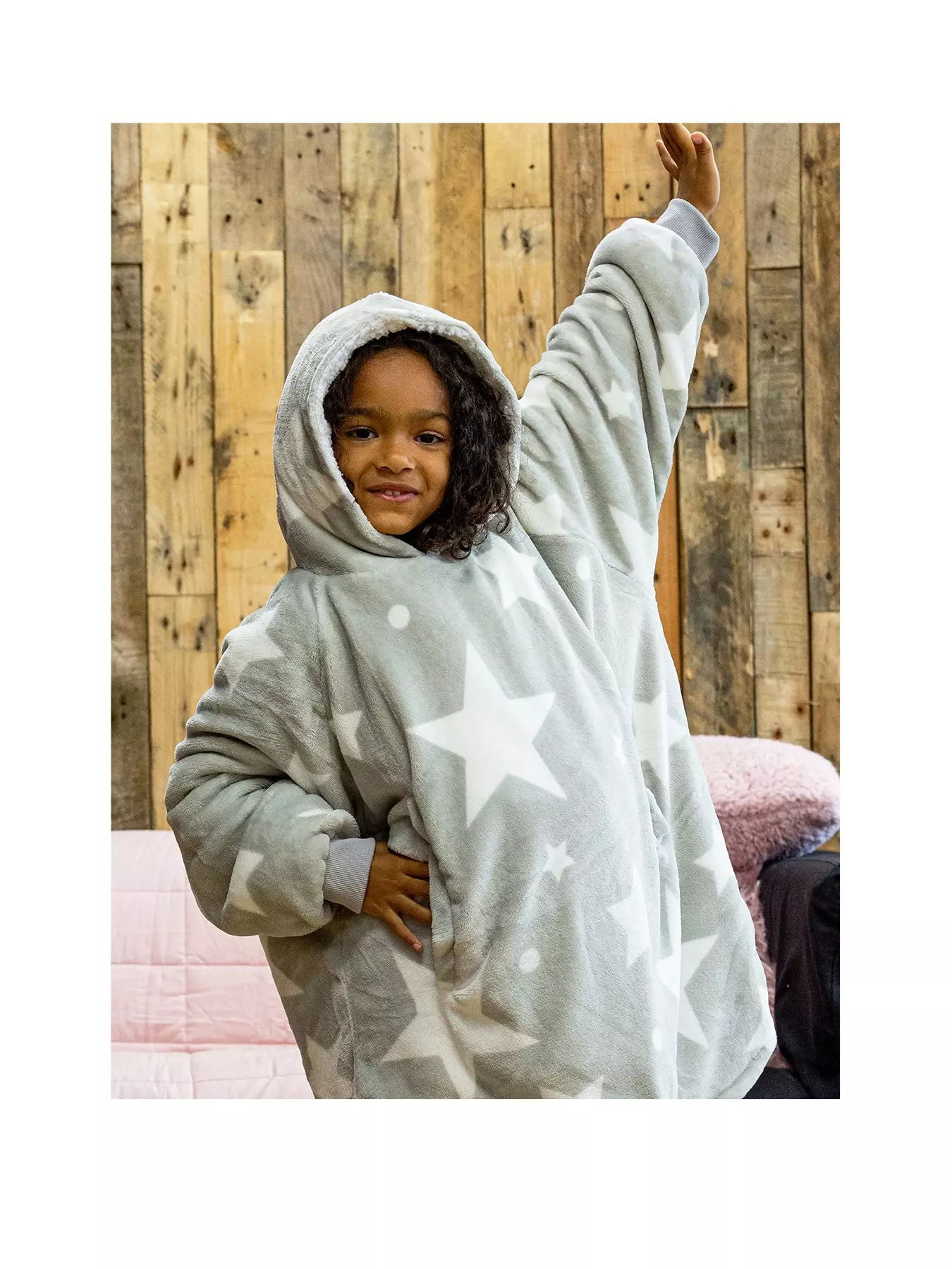 Silentnight Snugsie Glow In The Dark Kids Oversized Fleece Hoodie - Grey