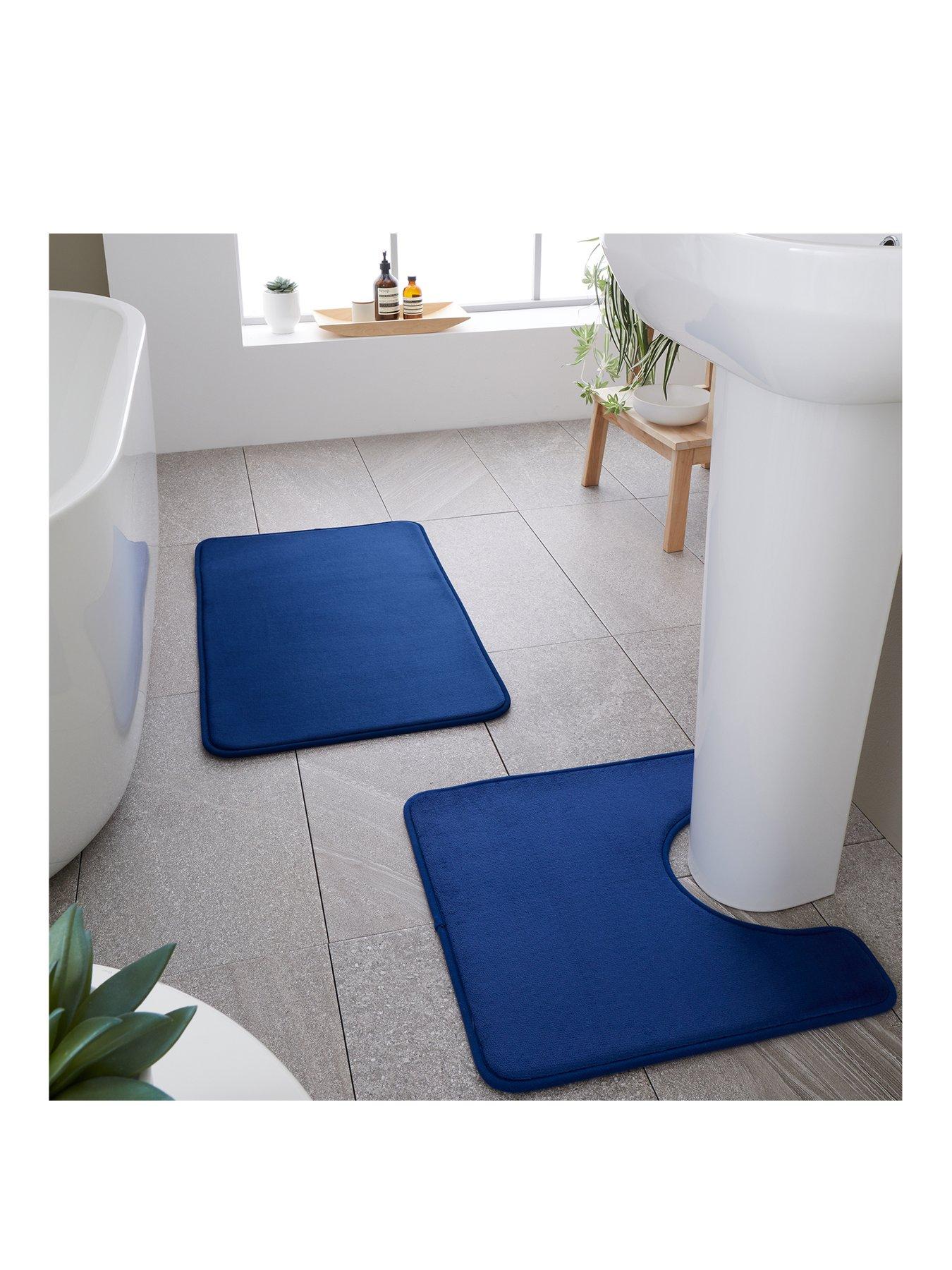 Catherine Lansfield Anti-Bacterial Memory Foam Bath and Pedestal Mat Set