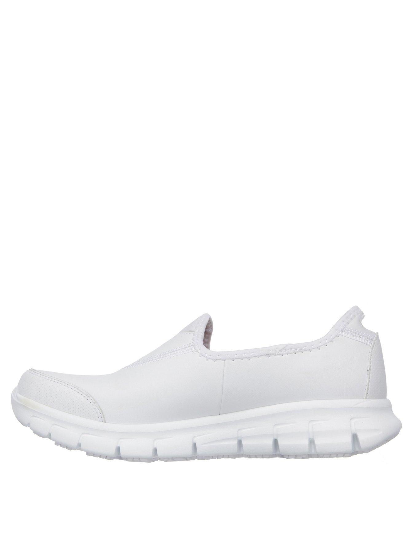 Image 2 of 4 of Skechers Sure Track Workwear Slip On Slip Resistant Leather Plimsoll - White