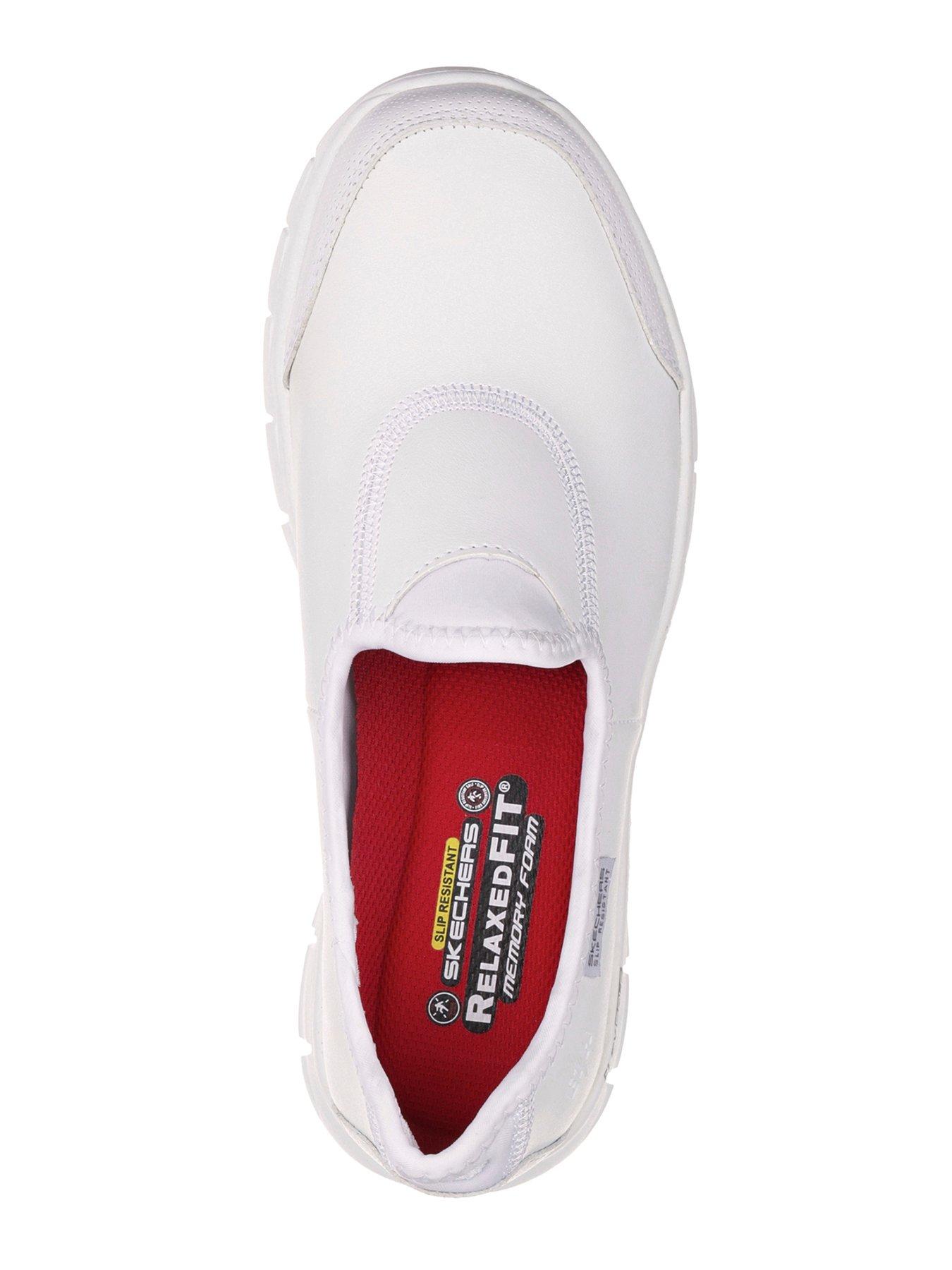 Image 3 of 4 of Skechers Sure Track Workwear Slip On Slip Resistant Leather Plimsoll - White