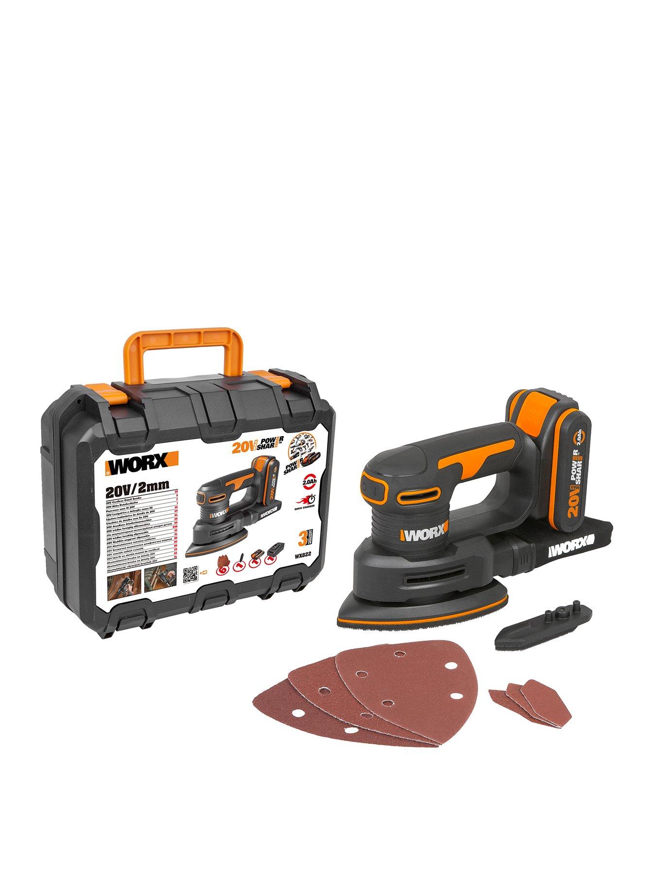 Worx 20V PowerShare Cordless Detail Sander with x1 2.0Ah Battery  &  Charger
