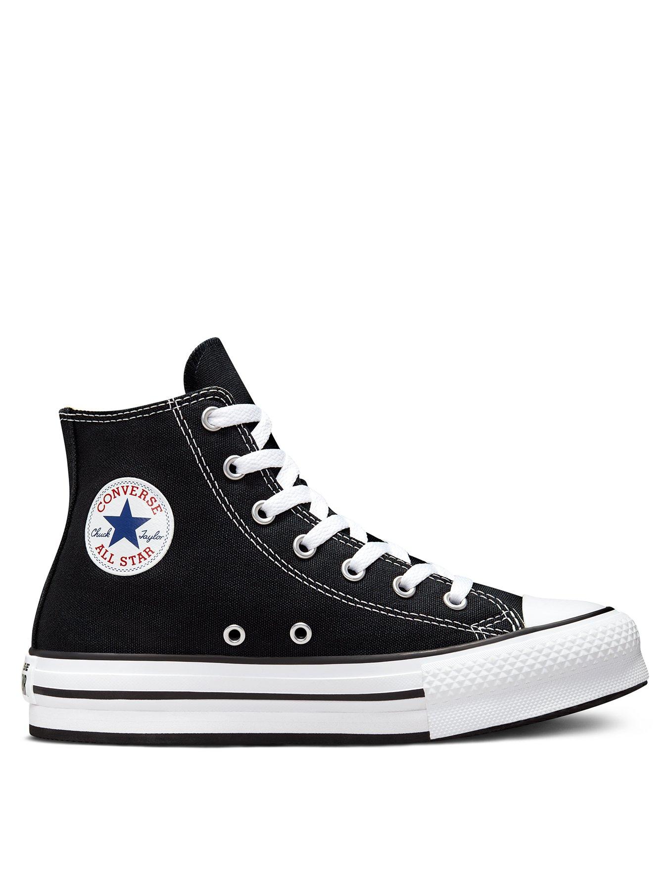 Image 1 of 7 of Converse Junior Girls Eva Lift Canvas Hi Top Trainers - Black