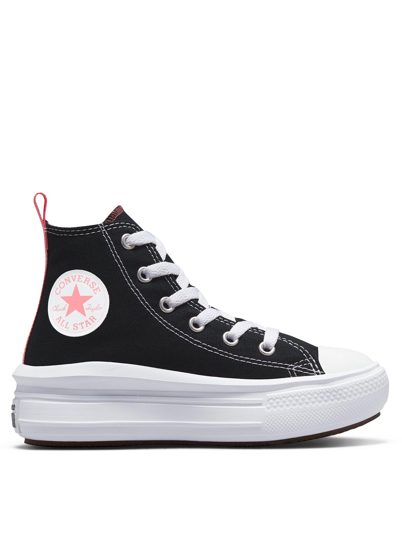 Image 1 of 6 of Converse Kids Girls Move Canvas Hi Top Trainers - Black/Pink