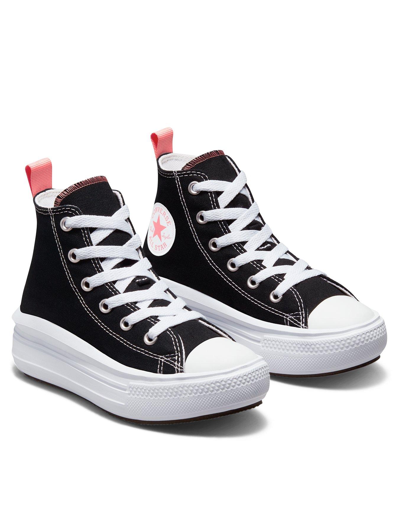 Image 3 of 6 of Converse Kids Girls Move Canvas Hi Top Trainers - Black/Pink