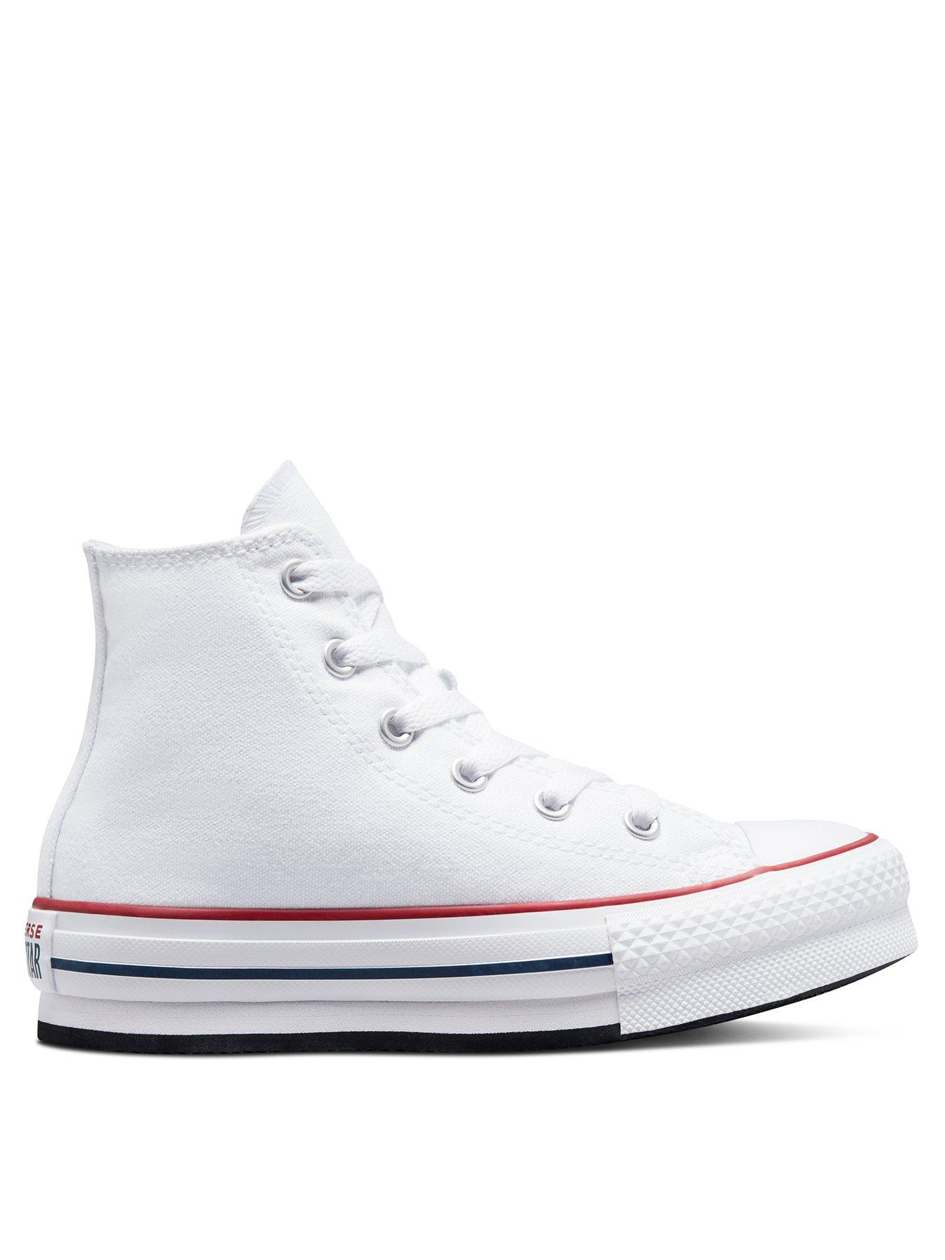 Image 1 of 4 of Converse Kids Girls Eva Lift Canvas Hi Top Trainers - White