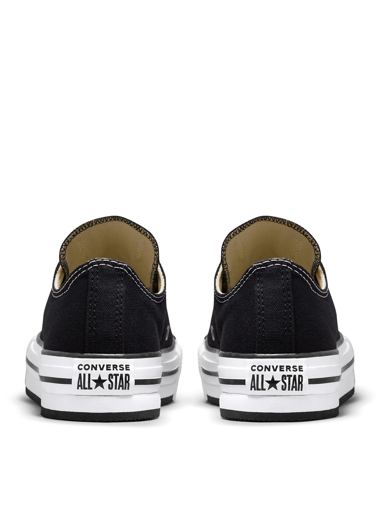 Image 2 of 7 of Converse Junior Girls Eva Lift Canvas Platform Ox Trainers - Black - Black/White