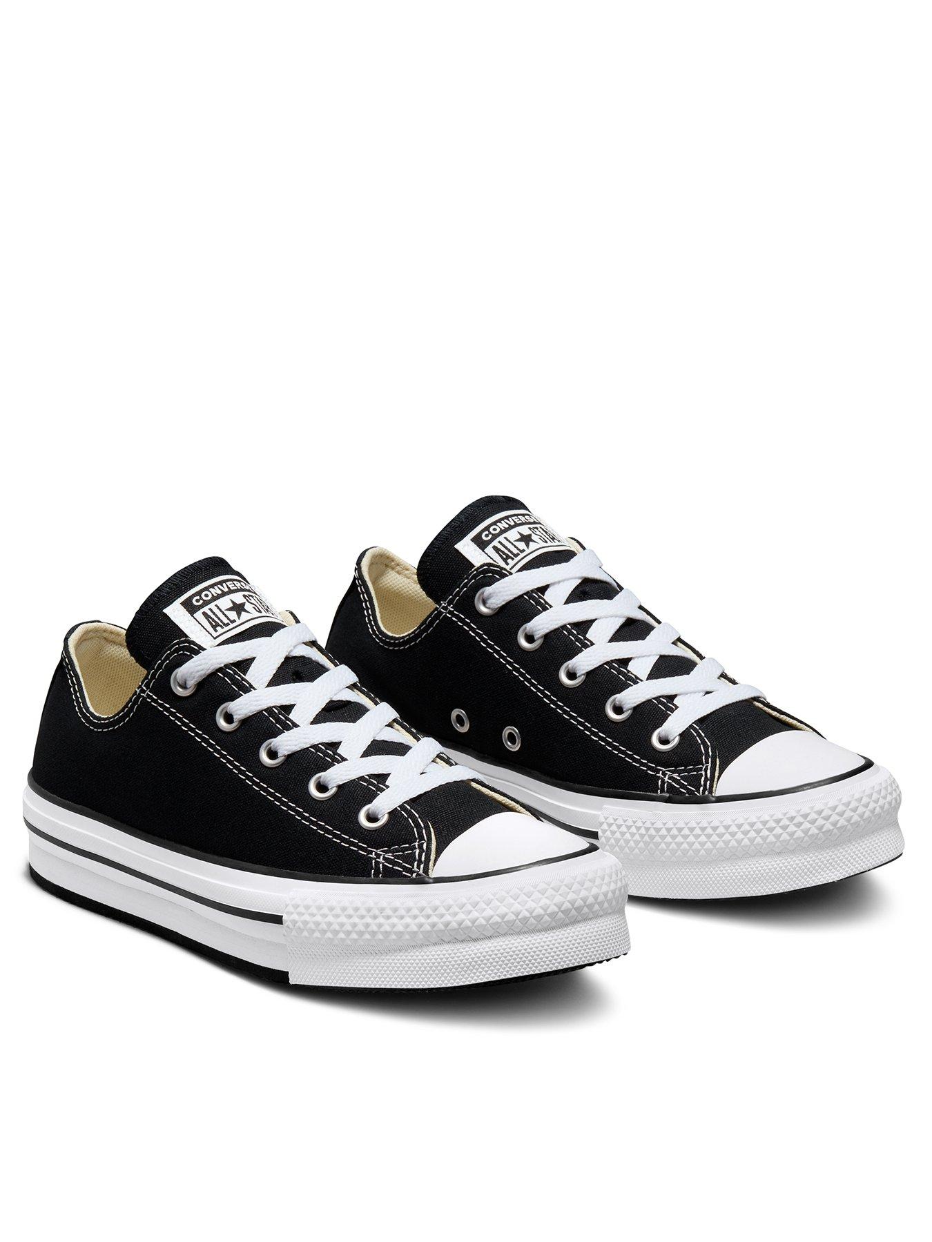 Image 3 of 7 of Converse Junior Girls Eva Lift Canvas Platform Ox Trainers - Black - Black/White