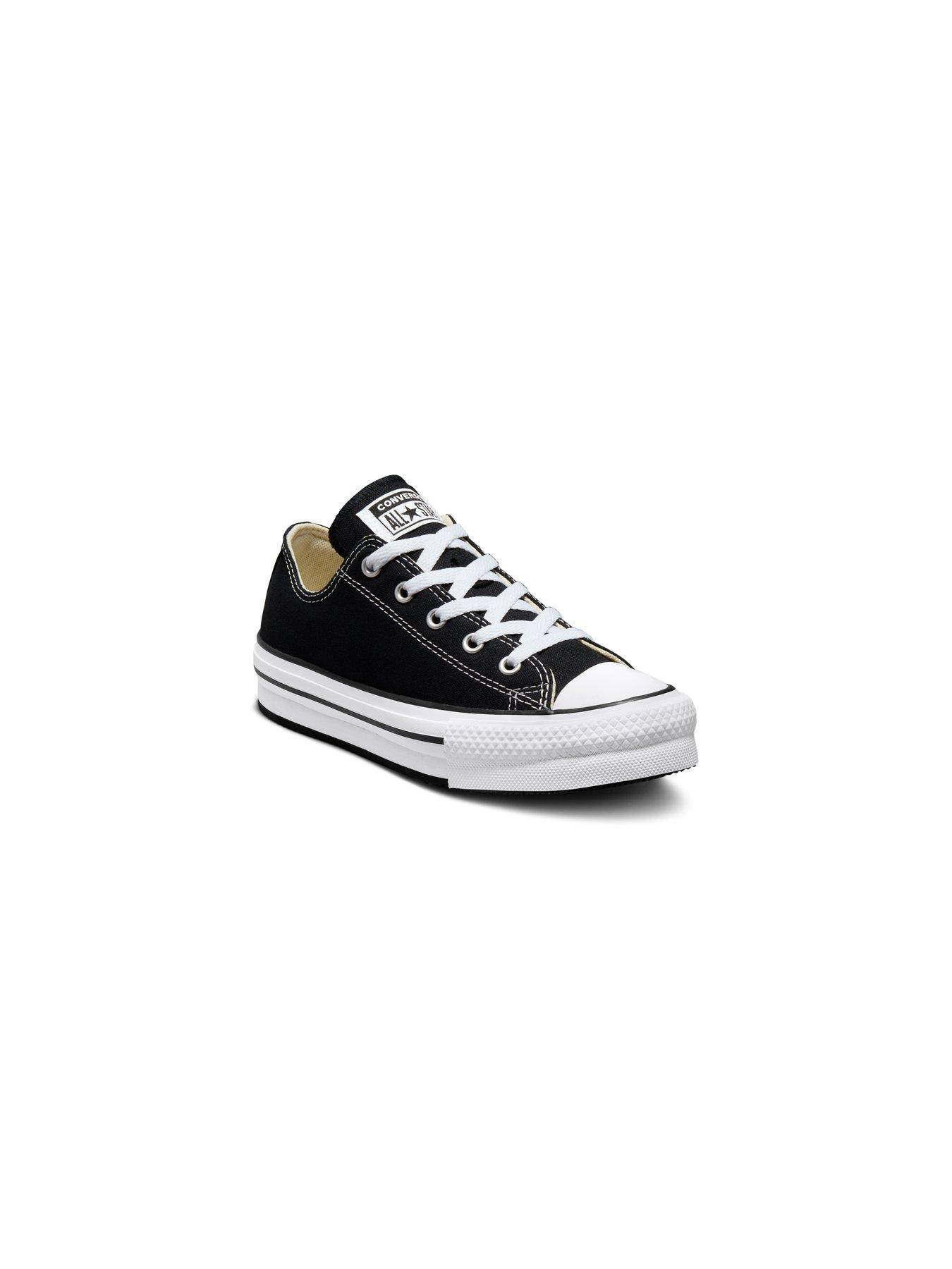 Image 6 of 7 of Converse Junior Girls Eva Lift Canvas Platform Ox Trainers - Black - Black/White
