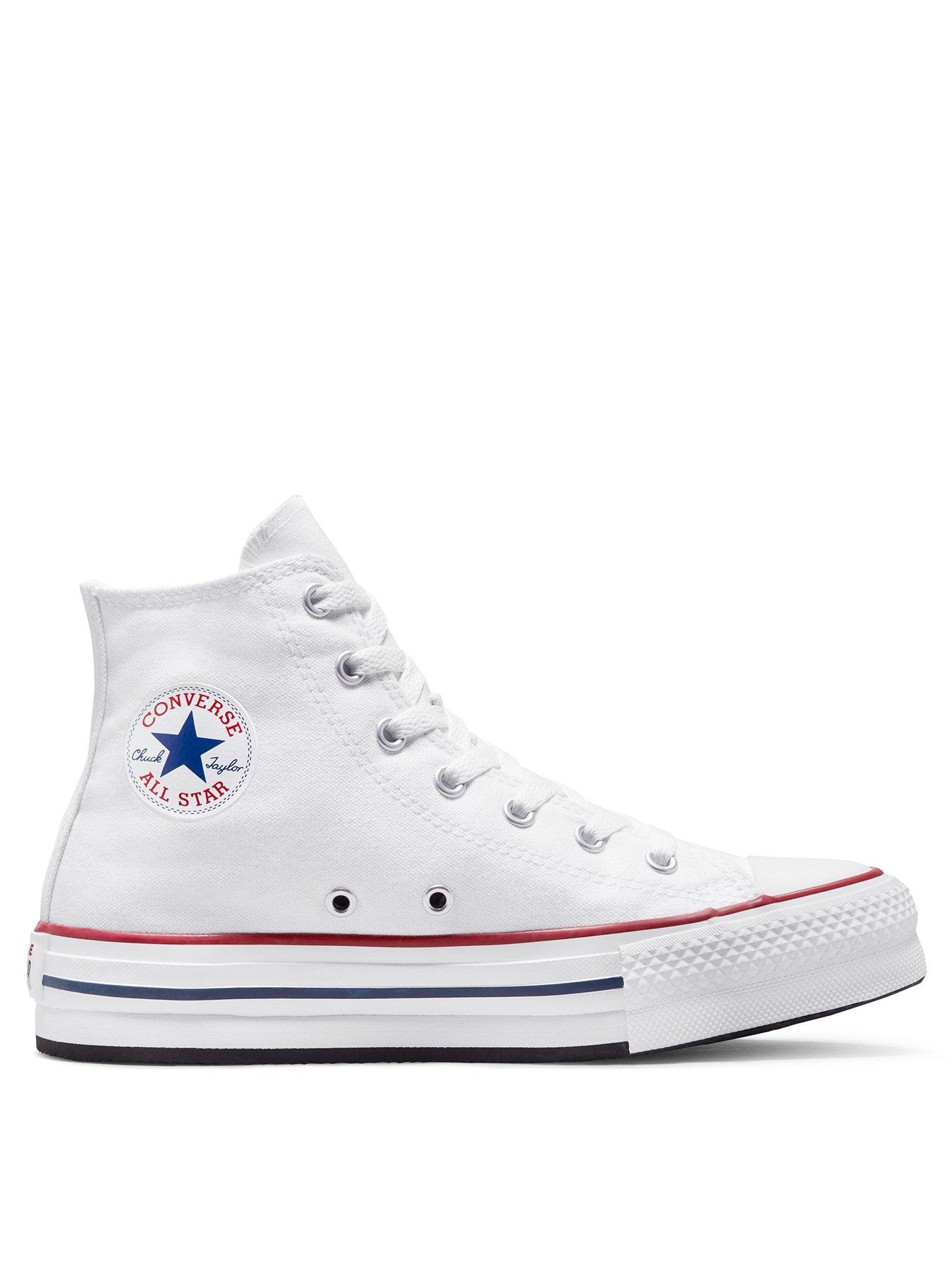 Image 1 of 7 of Converse Junior Girls Eva Lift Canvas Hi Top Trainers - White