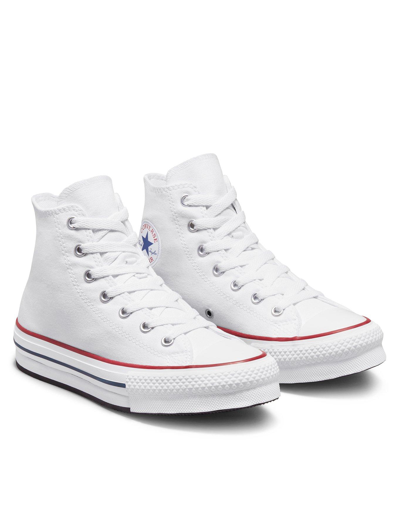 Image 3 of 7 of Converse Junior Girls Eva Lift Canvas Hi Top Trainers - White