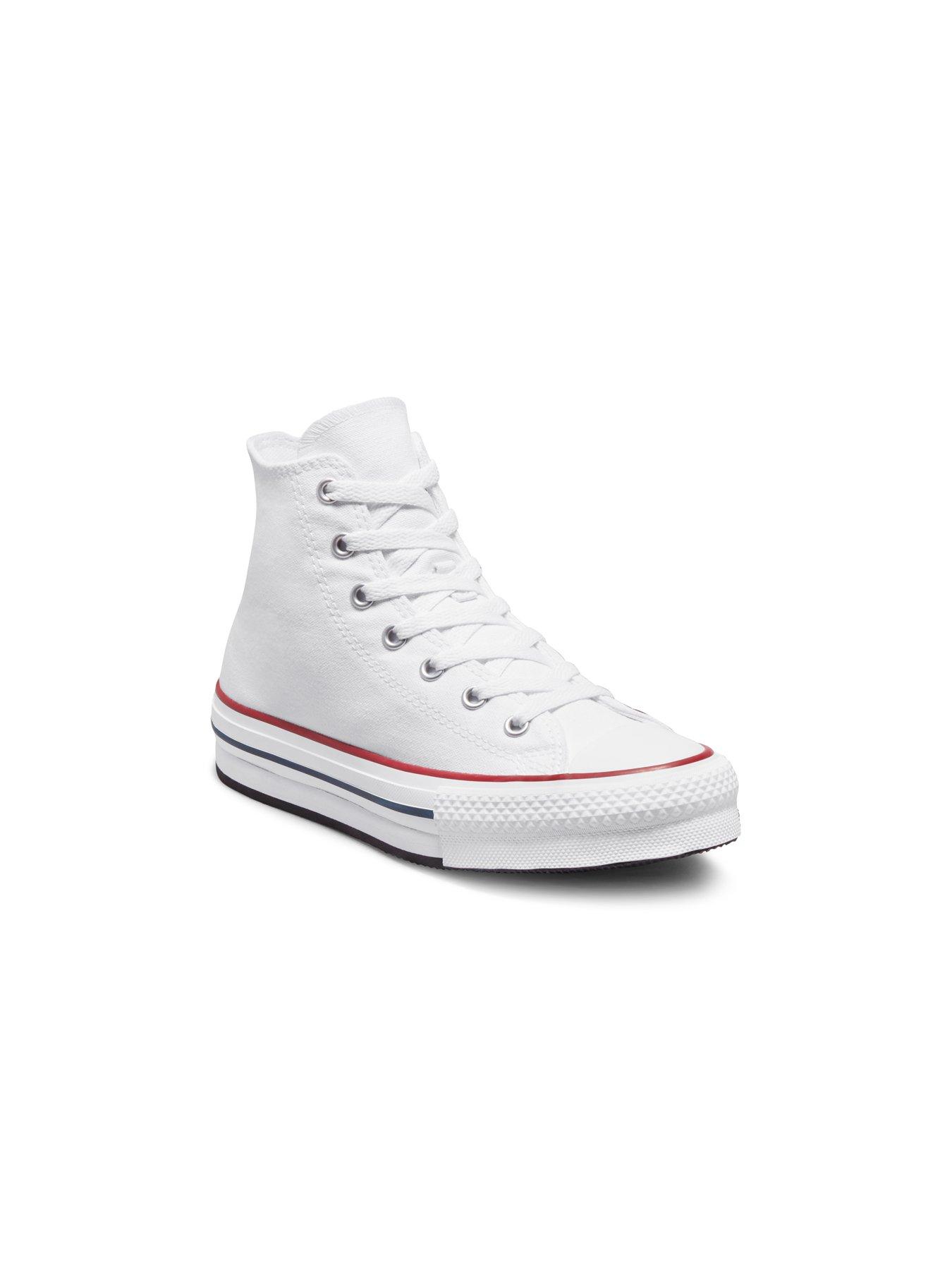 Image 6 of 7 of Converse Junior Girls Eva Lift Canvas Hi Top Trainers - White