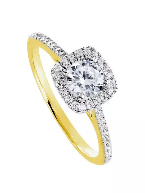 prod1091035146: Cynthia Created Brilliance™ 9ct Yellow Gold 0.70ct Lab Grown Halo Diamond Engagement Ring