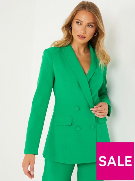 quiz-quiz-jade-green-double-breasted-6-button-tailored-blazer