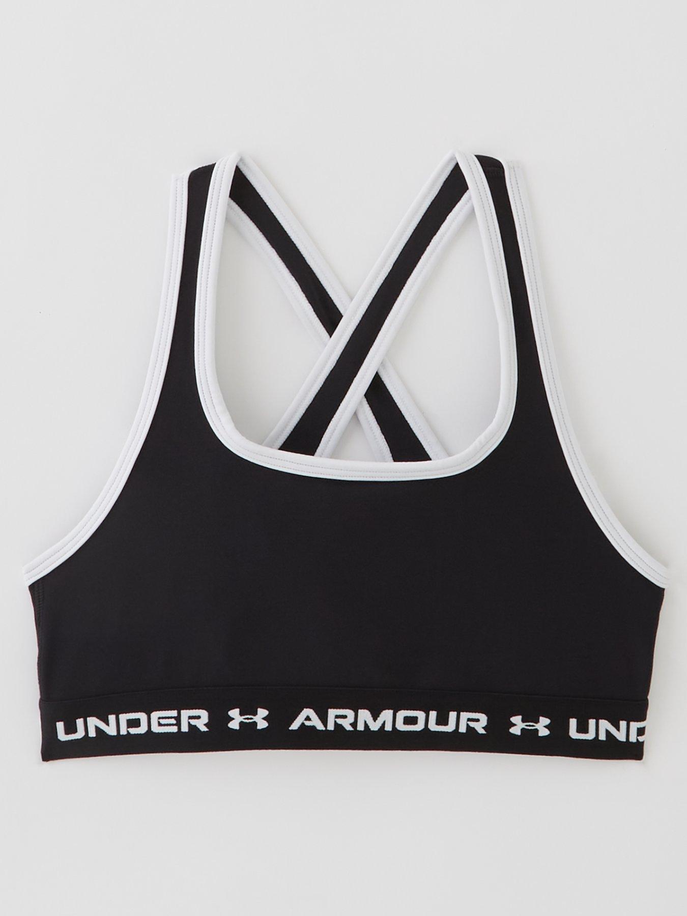 UNDER ARMOUR Girls Crossback Sports Bra - White/Black