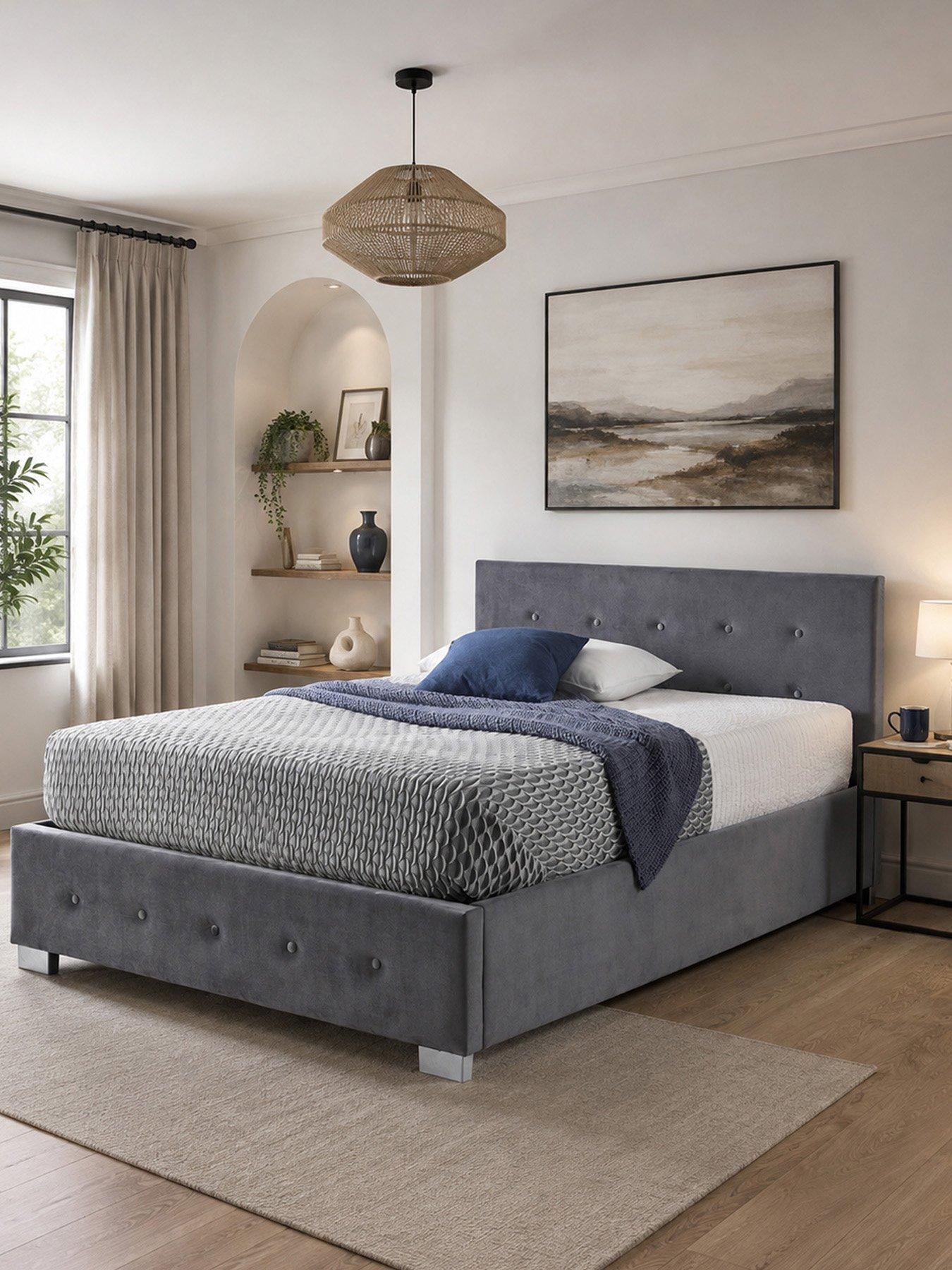 Aspire Plush Velvet Side Opening Ottoman Bed Frame