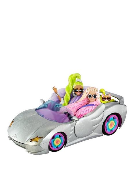 barbie-barbie-extra-silver-car-with-rolling-wheels-pet-puppy-amp-accessories