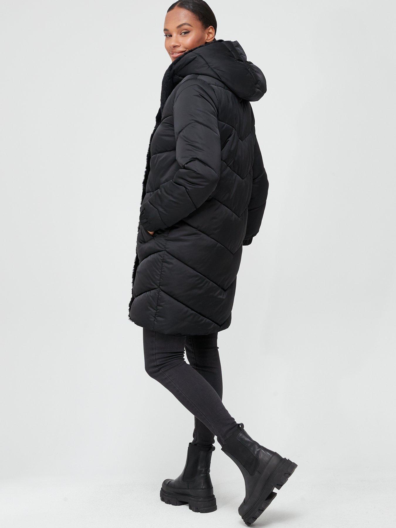 Puffer coat with shawl collar online