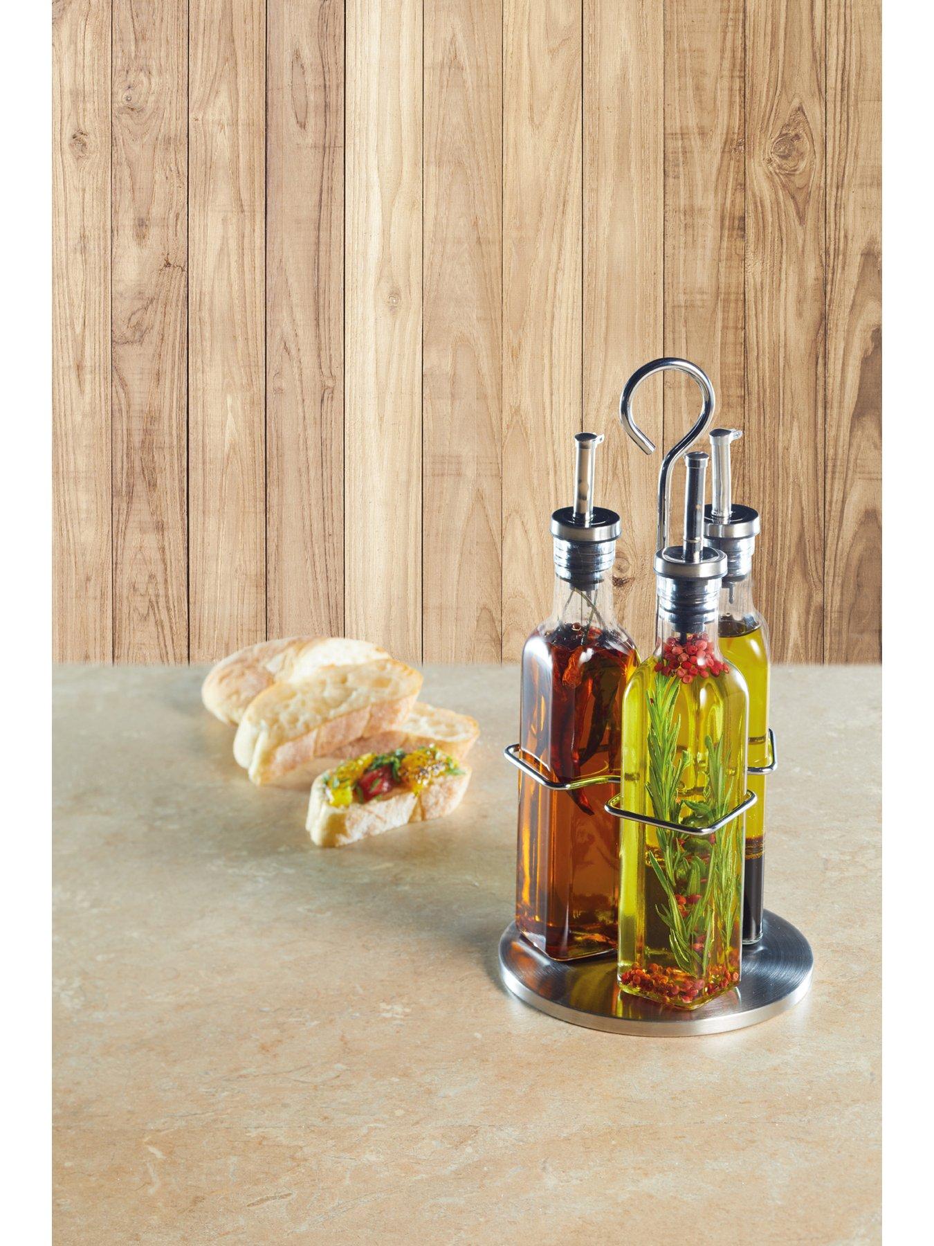 Image 4 of 4 of KitchenCraft World Of Flavours Italian Three Bottle Oil And Vinegar Set With Stand