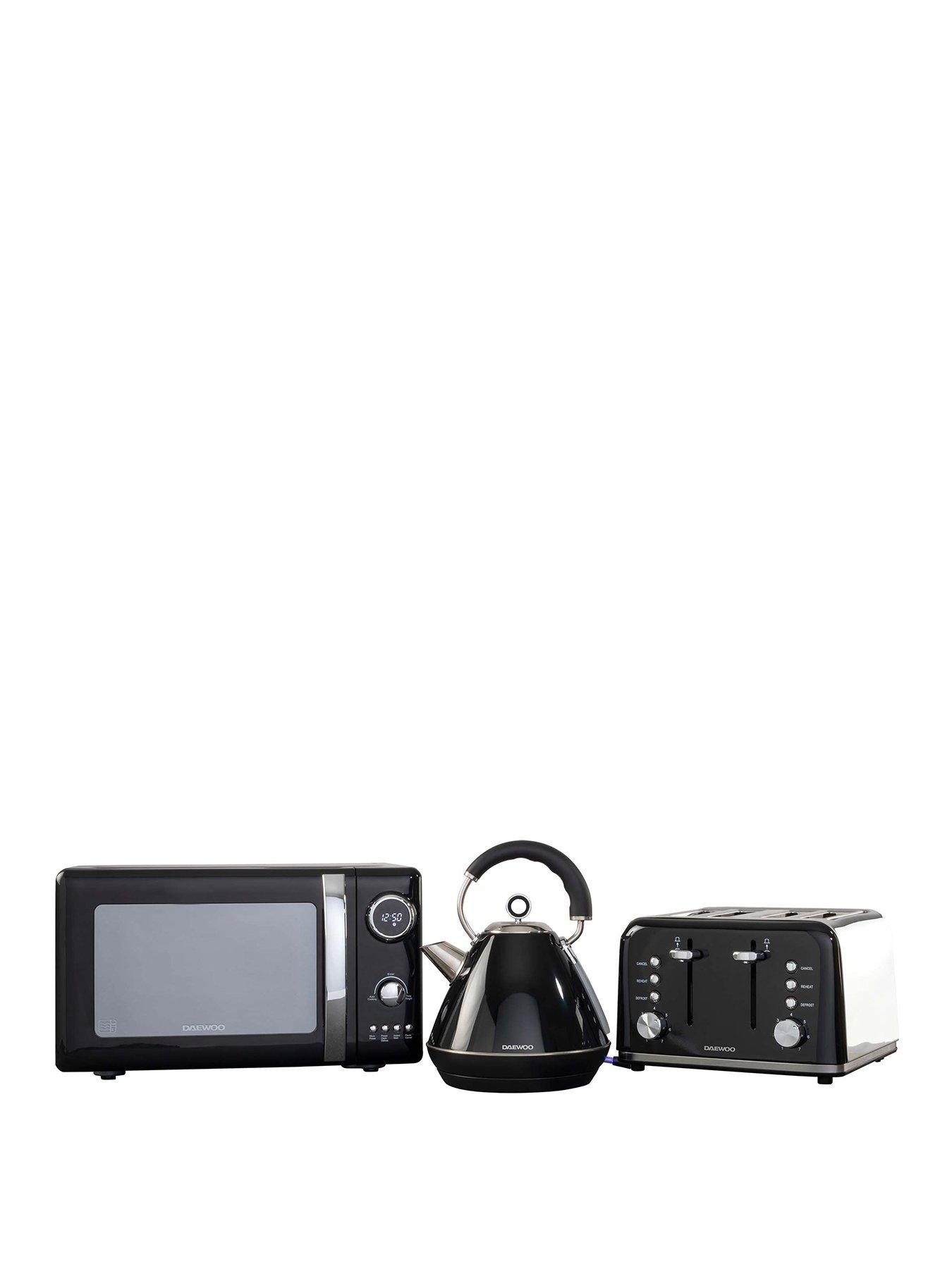 undefined Daewoo Kensington Bundle- Black (Kettle, 4 slice toaster, microwave)